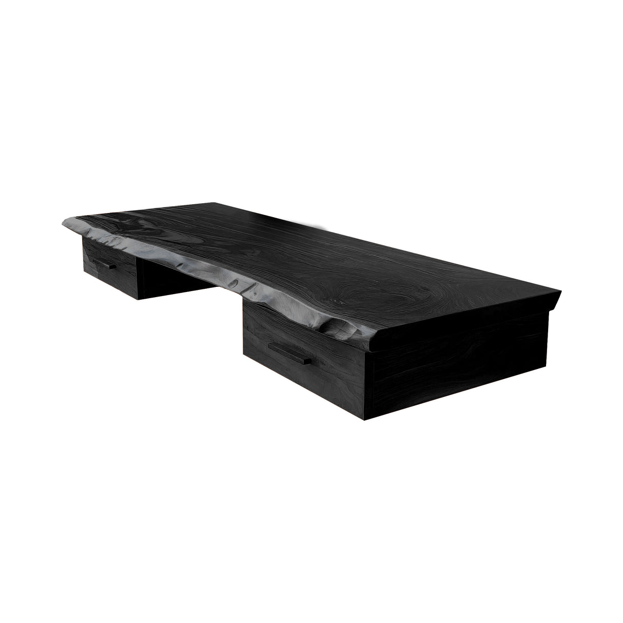 Aelric Live Edge Solid Wood Floating Desk with Drawers