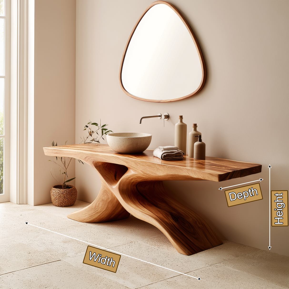 Aelric Sculpted Solid Wood Freestanding Bathroom Vanity SPA231829 - Timberustic Freestanding Bathroom Vanity