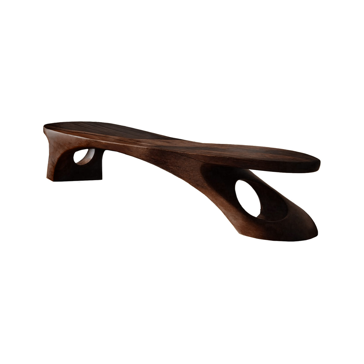 Aeris Sculptural Solid Wood Indoor Bench