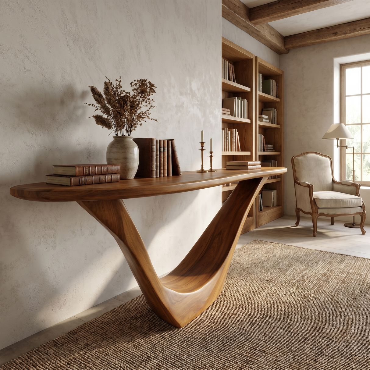 Aerovyn Sculpted Solid Wood Console Table Brown - Timberustic Console Table