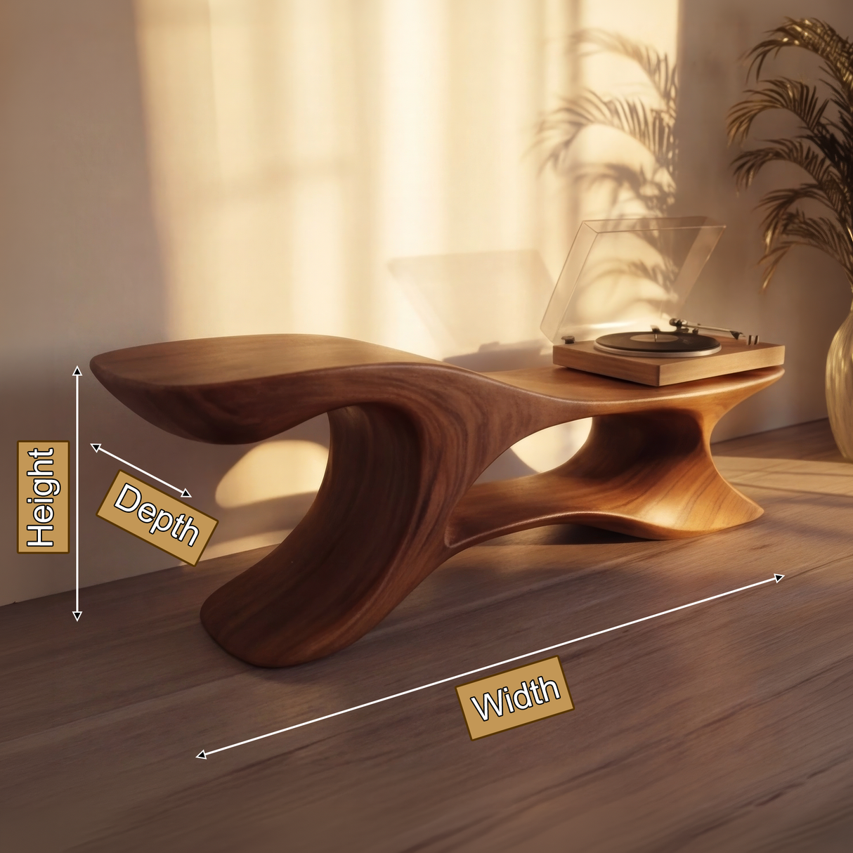 Aerwyn Handcrafted Solid Wood Record Player Stand