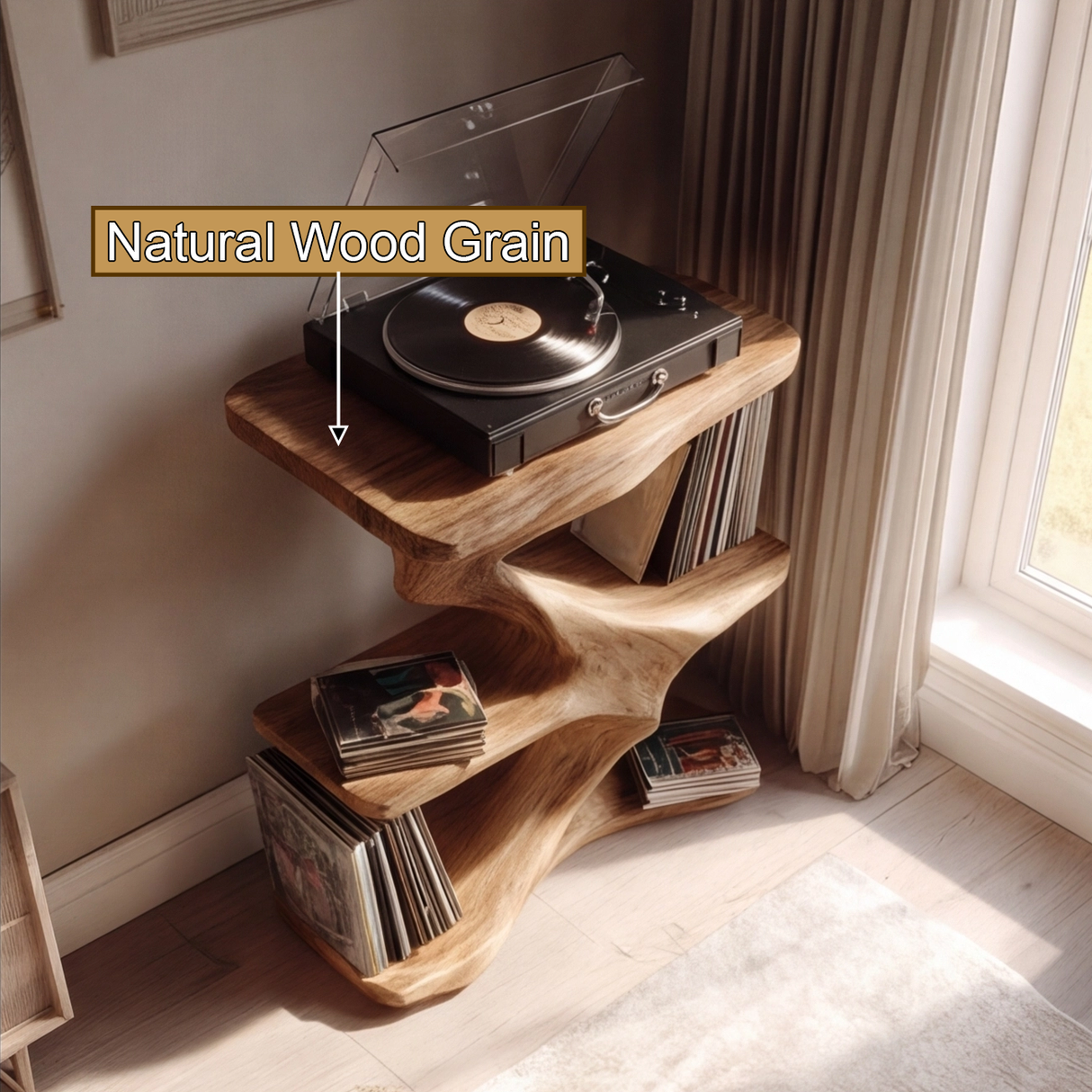 Aethergrove Handcrafted Solid Wood Record Player Stand SPA326441