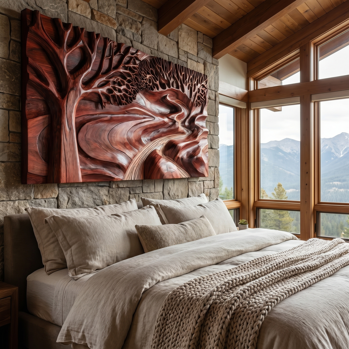 Aethergrove Sculpted Solid Wood Wall Art