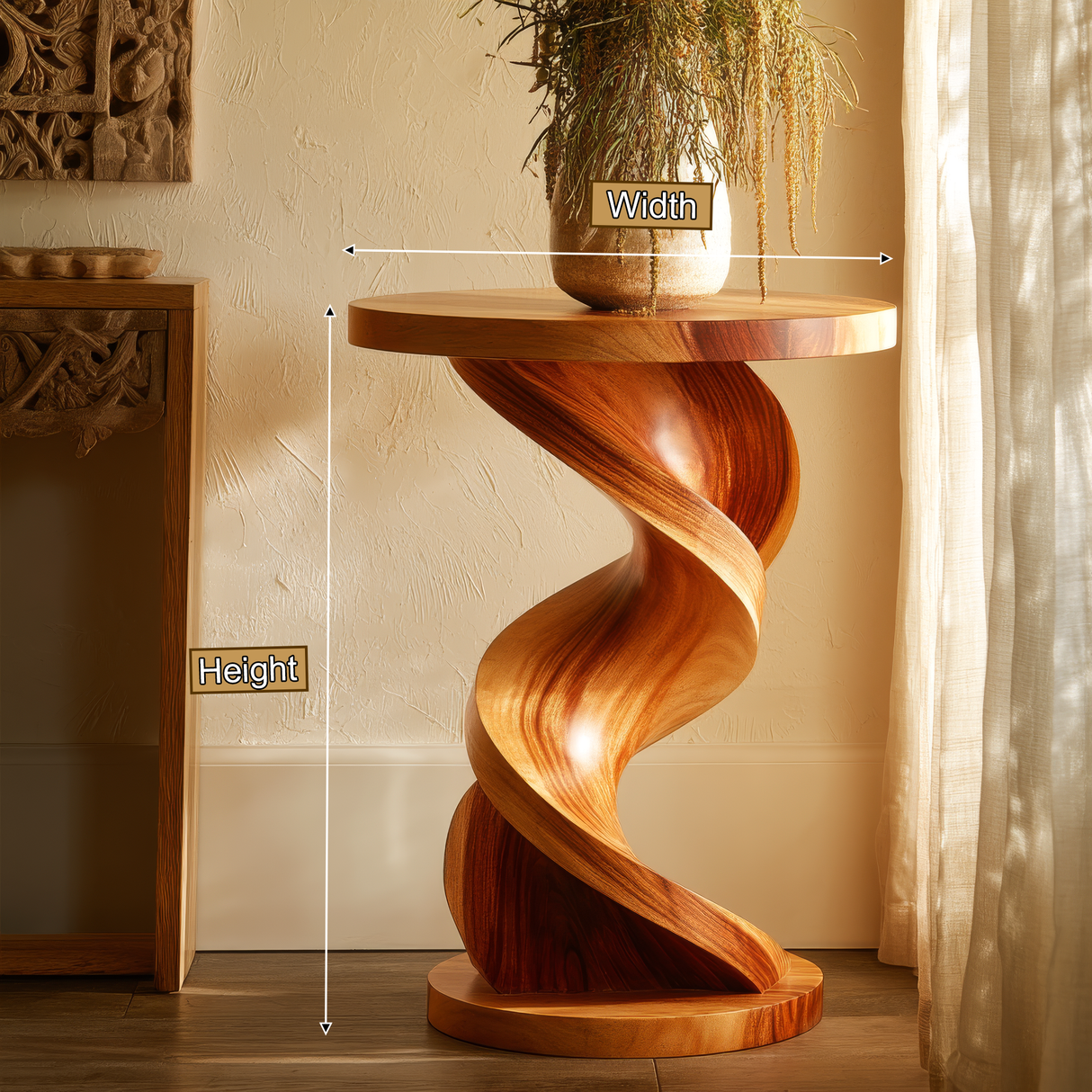 Aevor Sculpted Solid Wood Pedestal Stand - Timberustic Pedestal Stand