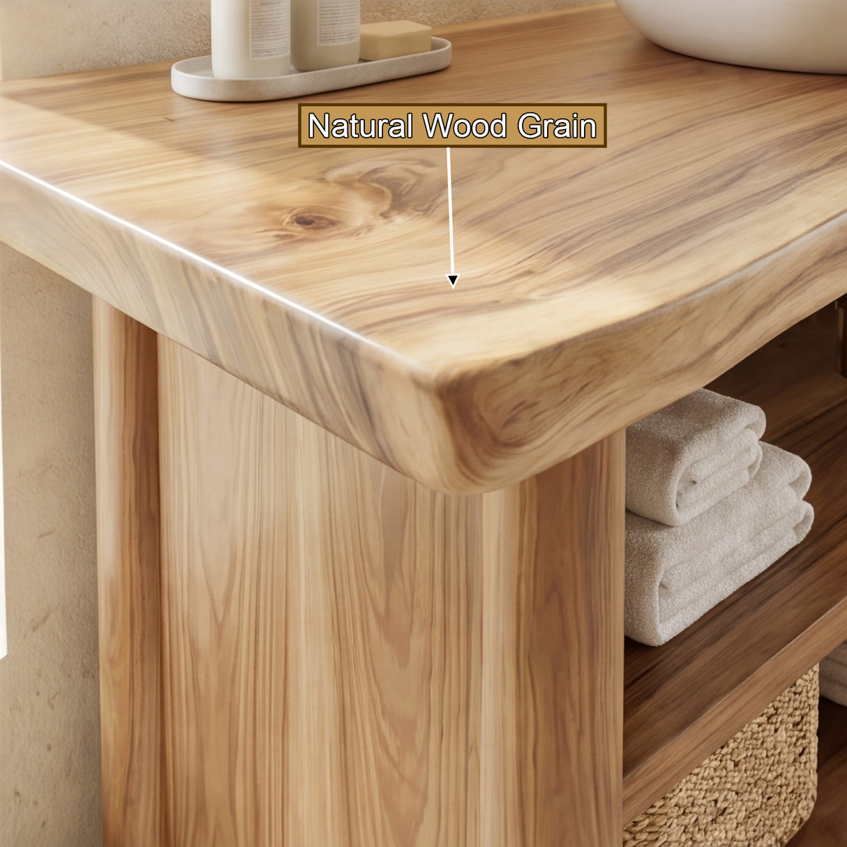 Aldenridge Solid Wood Freestanding Bathroom Vanity with Open Storage