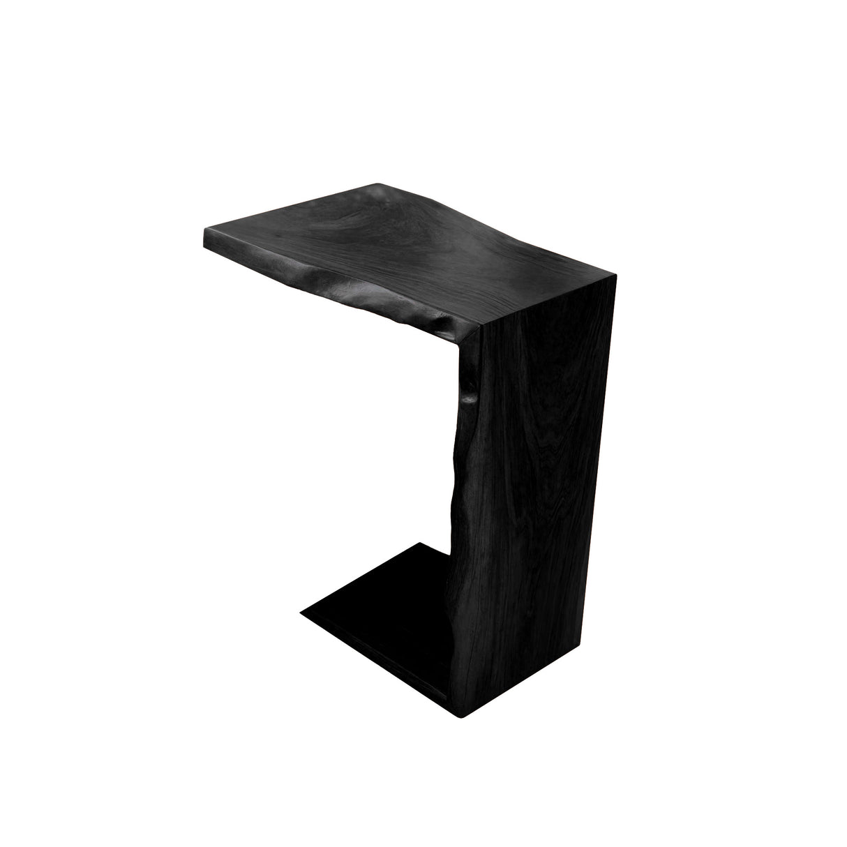 Alderwyn Sculpted Solid Wood Sofa Arm Table Black - Timberustic Sofa Arm Table
