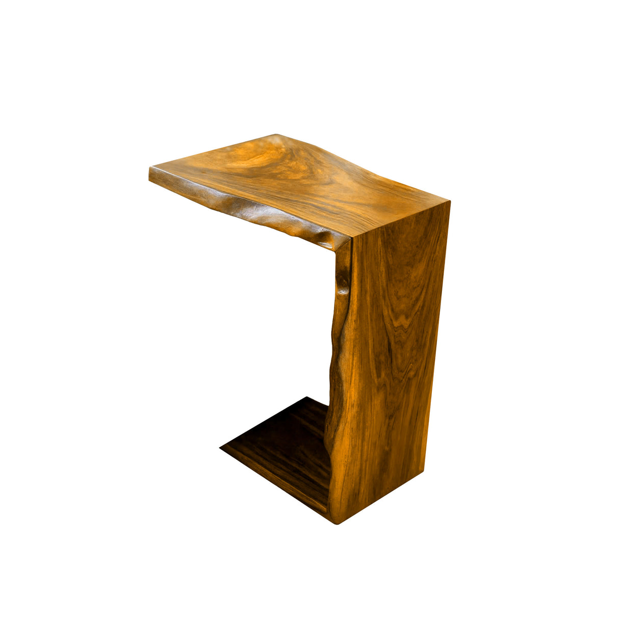 Alderwyn Sculpted Solid Wood Sofa Arm Table Teak - Timberustic Sofa Arm Table