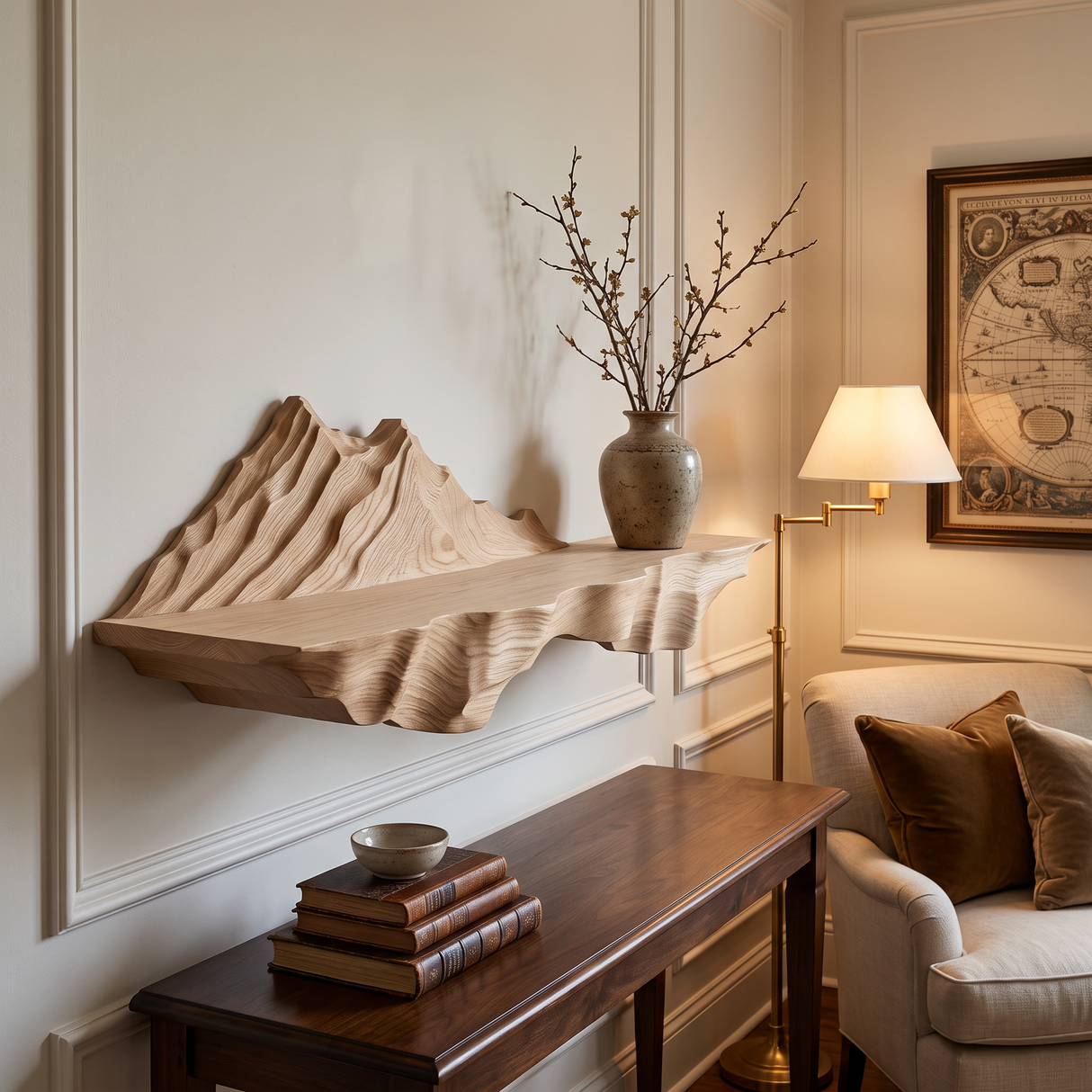 Aldric Handcrafted Mountain Floating Shelf - Timberustic Floating Shelf