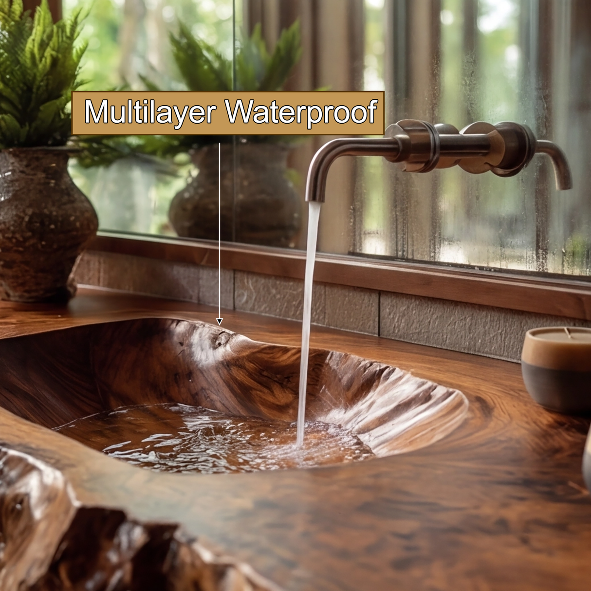 Alveric Sculpted Live Edge Solid Wood Floating Bathroom Vanity with Integrated Sink SPA365248 - Timberustic Floating Bathroom Vanity with Integrated Sink