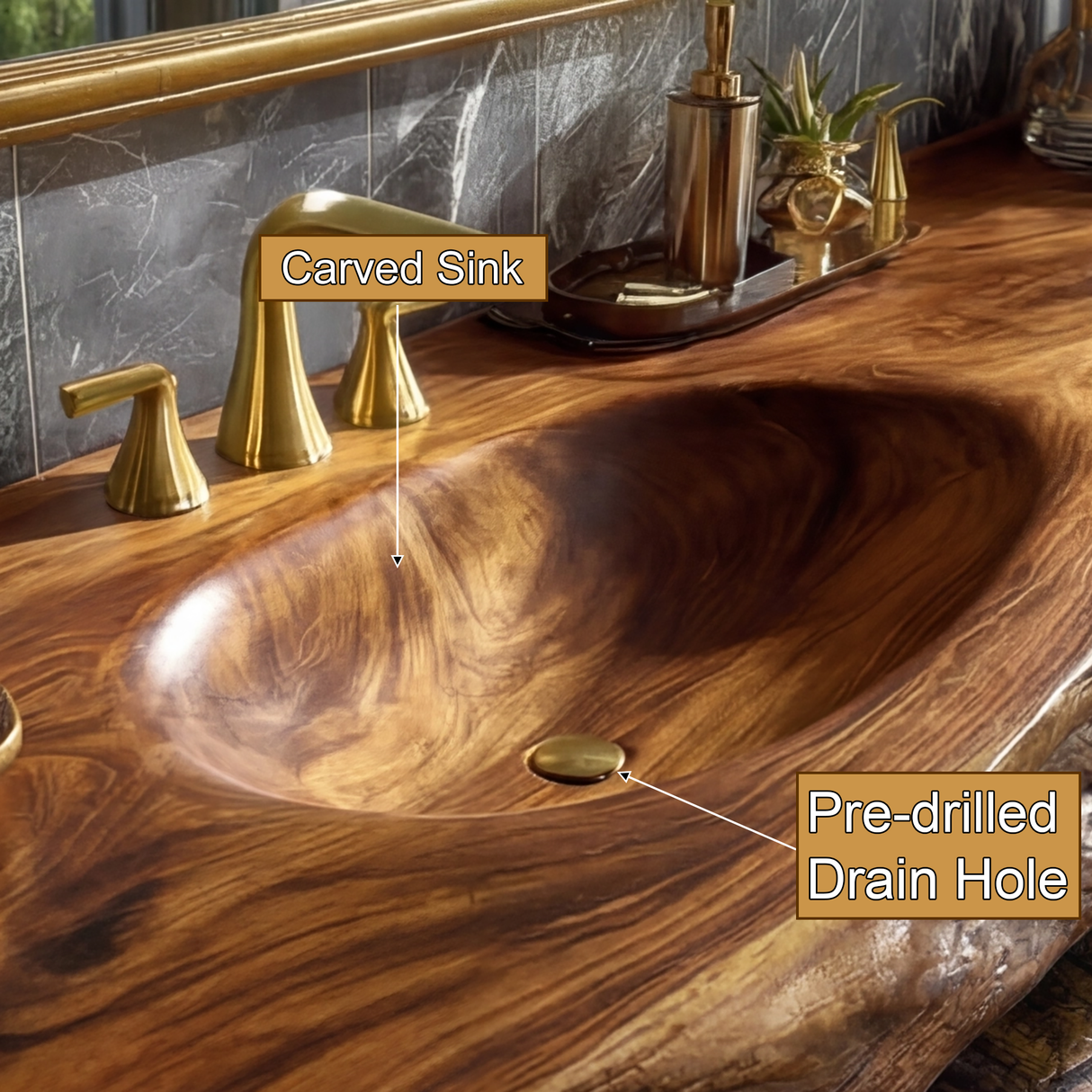 Alverin Live Edge Solid Wood Floating Bathroom Vanity with Integrated Sink SPA365012 - Timberustic Floating Bathroom Vanity with Integrated Sink