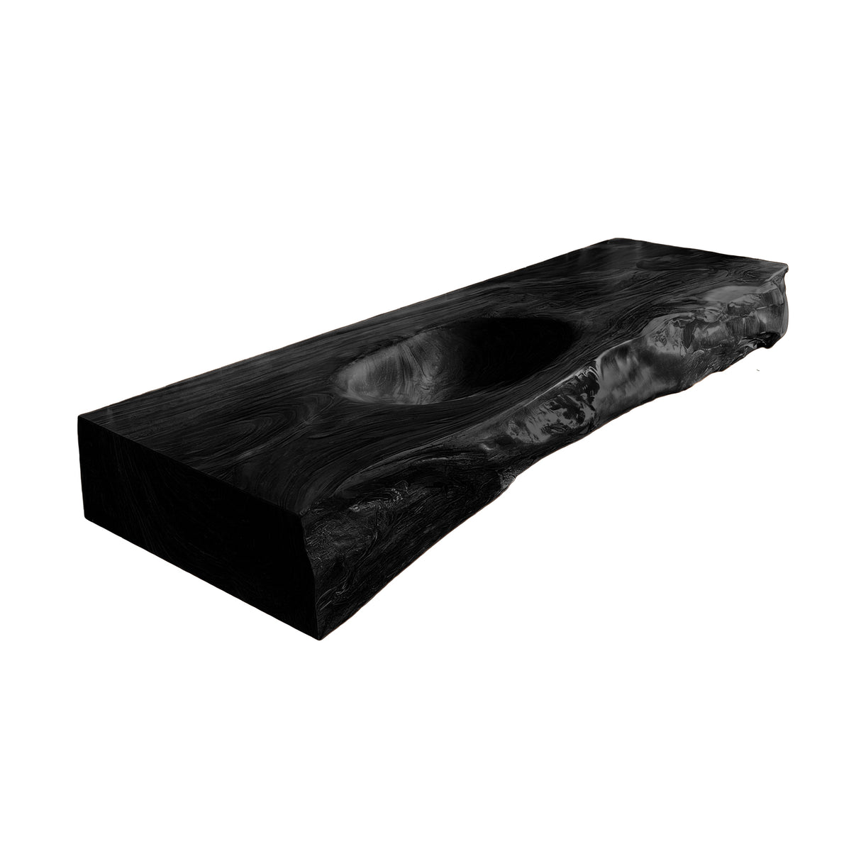 Alverin Live Edge Solid Wood Floating Bathroom Vanity with Integrated Sink Black - Timberustic Floating Bathroom Vanity with Integrated Sink