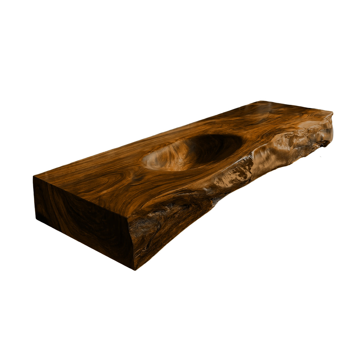 Alverin Live Edge Solid Wood Floating Bathroom Vanity with Integrated Sink Brown - Timberustic Floating Bathroom Vanity with Integrated Sink