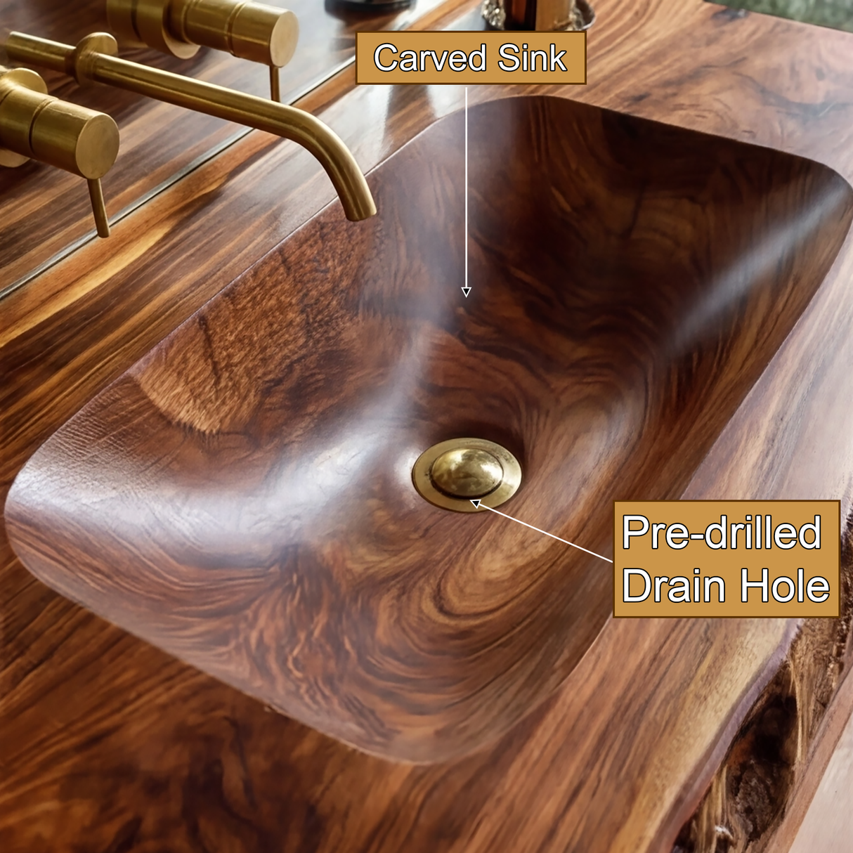 Alveris Live Edge Solid Wood Floating Bathroom Vanity with Integrated Sink SPA642310 - Timberustic Floating Bathroom Vanity with Integrated Sink