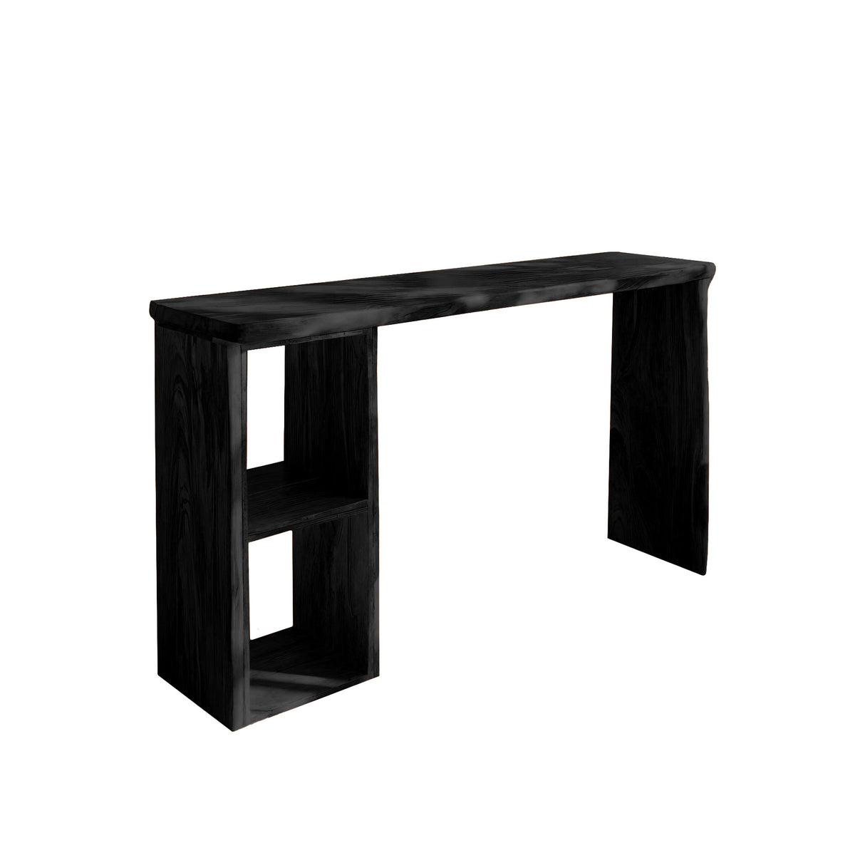 Alvero Live Edge Solid Wood Bar Table with Storage Black - Timberustic Bar Table with Storage
