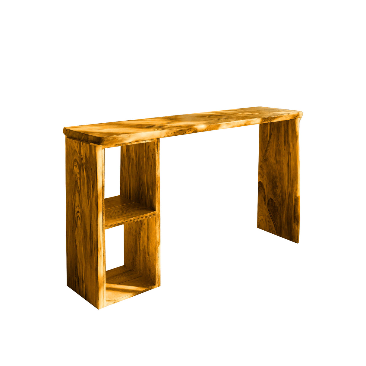 Alvero Live Edge Solid Wood Bar Table with Storage Teak - Timberustic Bar Table with Storage