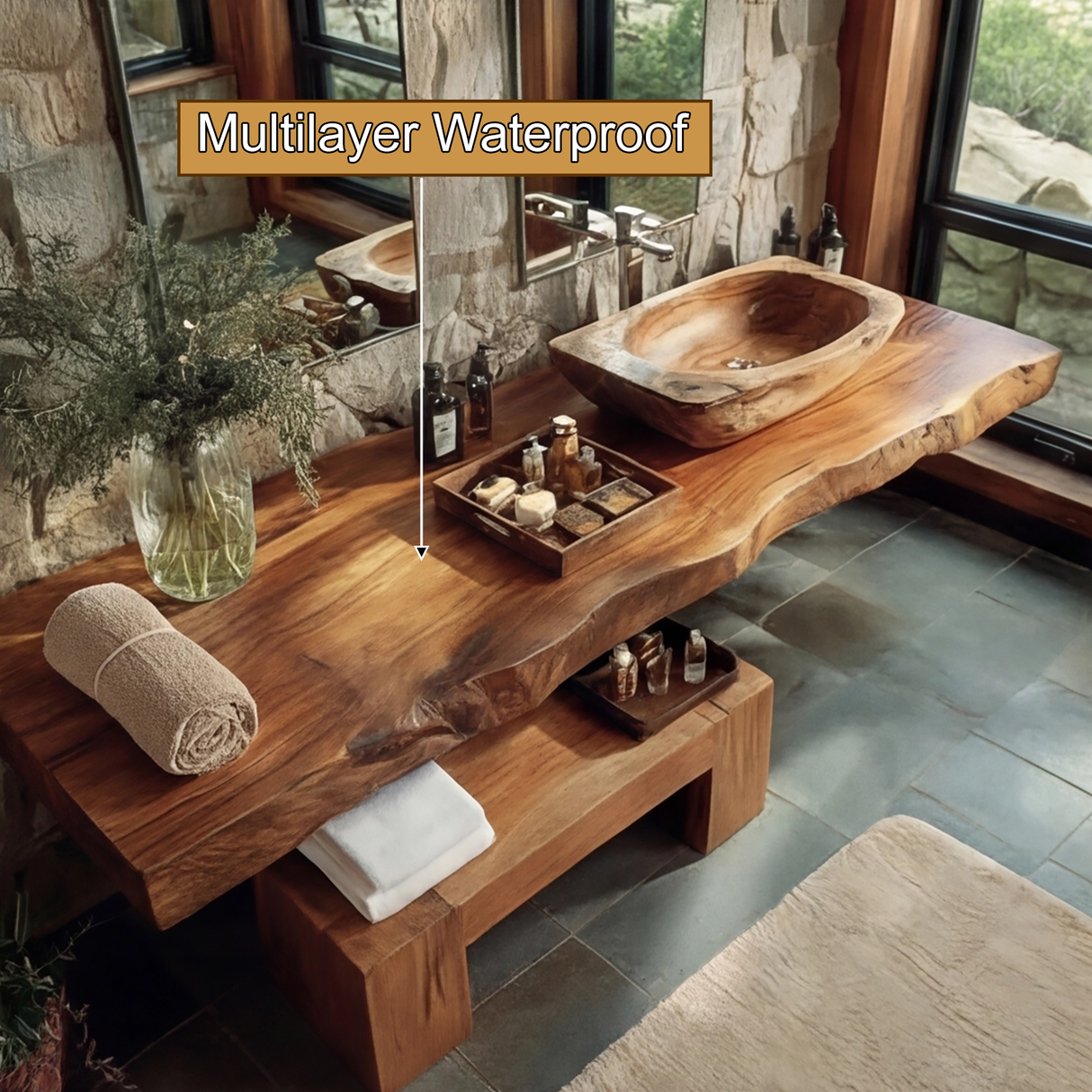 Alveron Live Edge Solid Wood Floating Bathroom Vanity SPA601905 - Timberustic Floating Bathroom Vanity