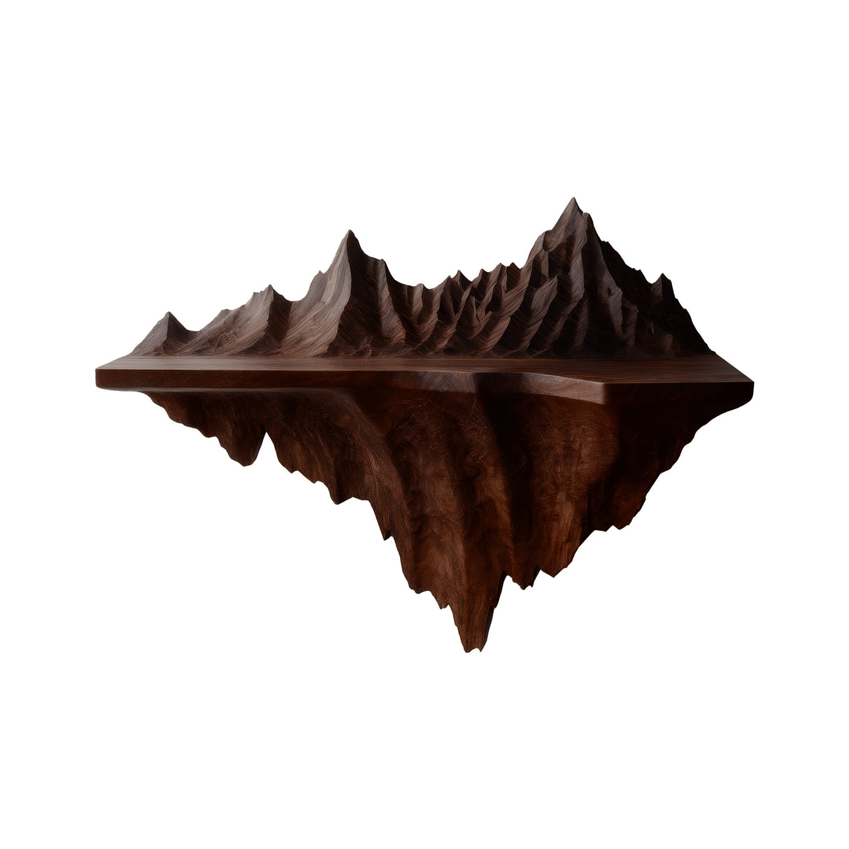 Alverra Sculpted Solid Wood Mountain Floating Shelf Dark Walnut - Timberustic Floating Shelf