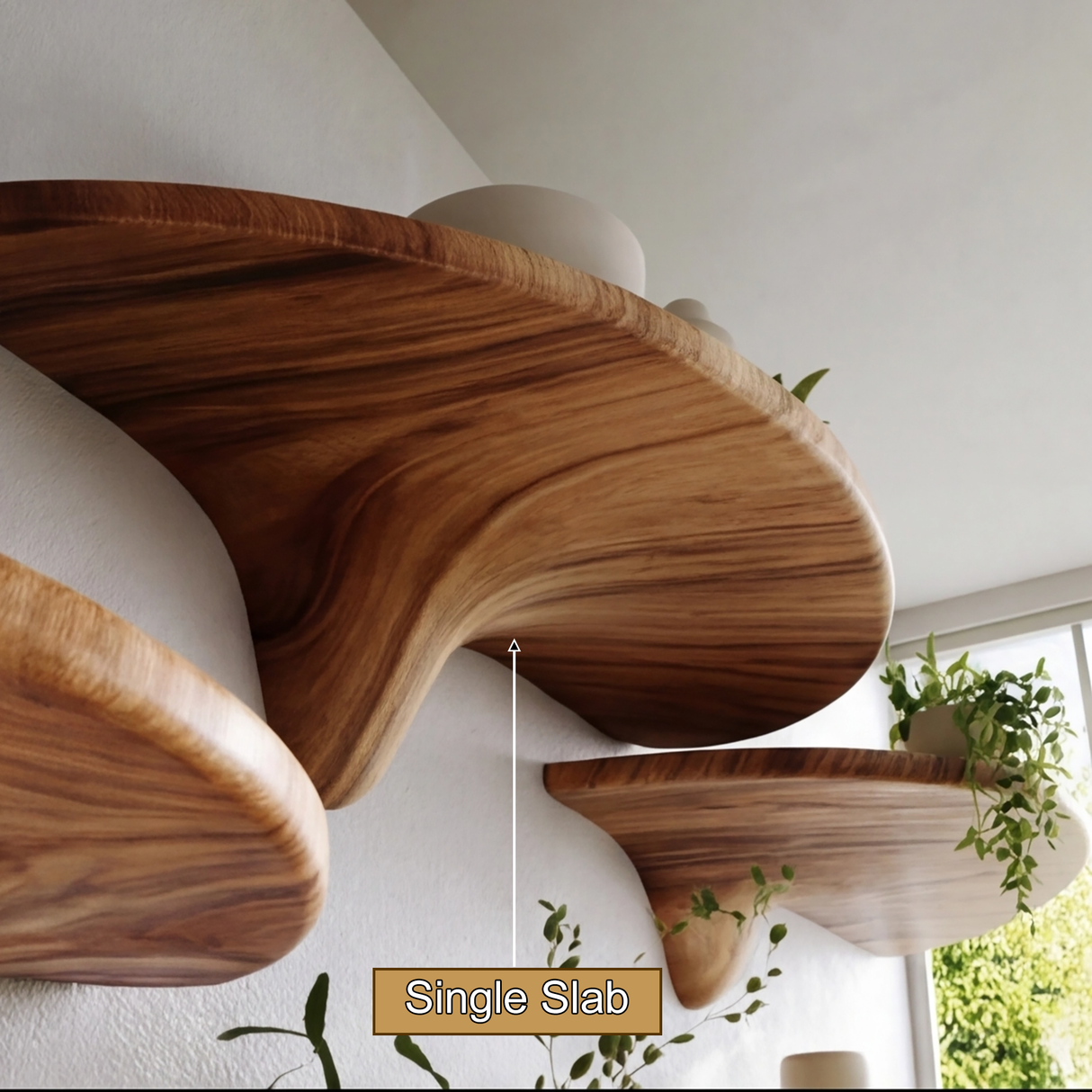 Alvora Mushroom Solid Wood Floating Shelf SPA248569 - Timberustic Floating Shelf