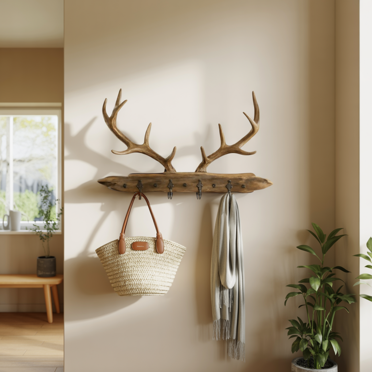 Antura Rustic Branchline Solid Wood Hook Rack - Timberustic Hook Rack