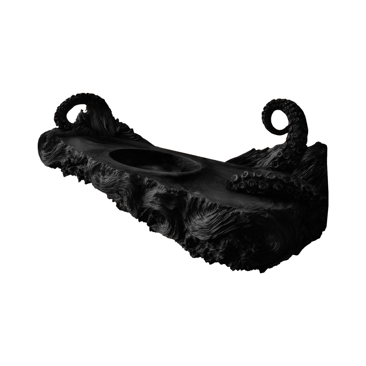 Aqualith Octopus Form Sculpted Solid Wood Floating Bathroom Vanity with Integrated Sink Black - Timberustic Floating Bathroom Vanity with Integrated Sink