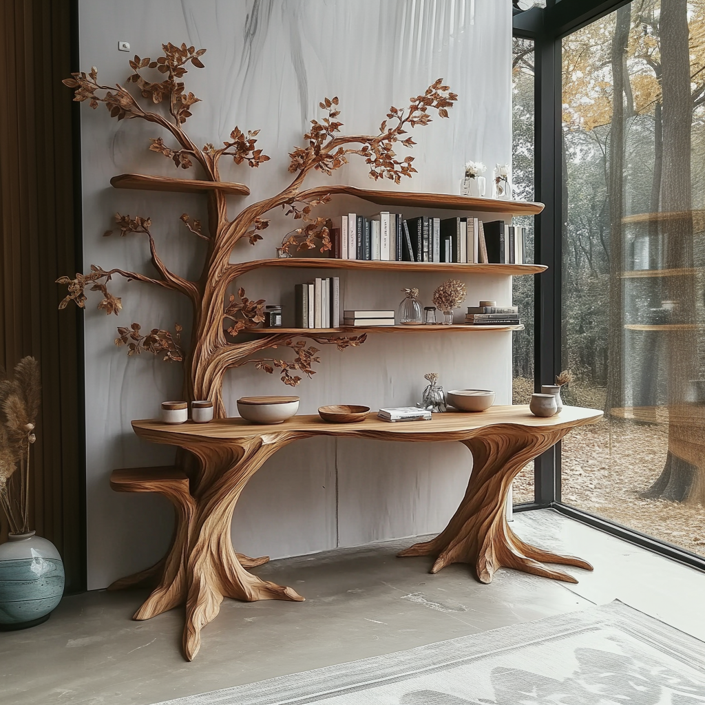 Arbelle Solid Wood Console Table with Shelves - Timberustic Console Table with Shelves