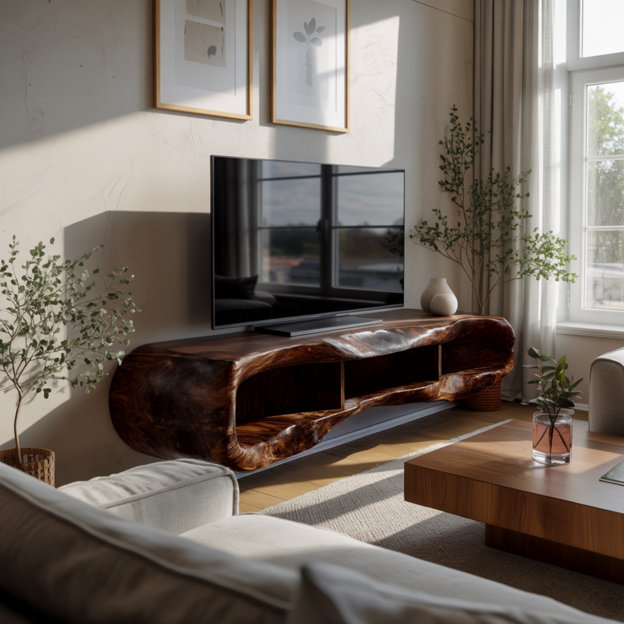 Arborcrest Sculpted Solid Wood TV Console - Timberustic TV Console