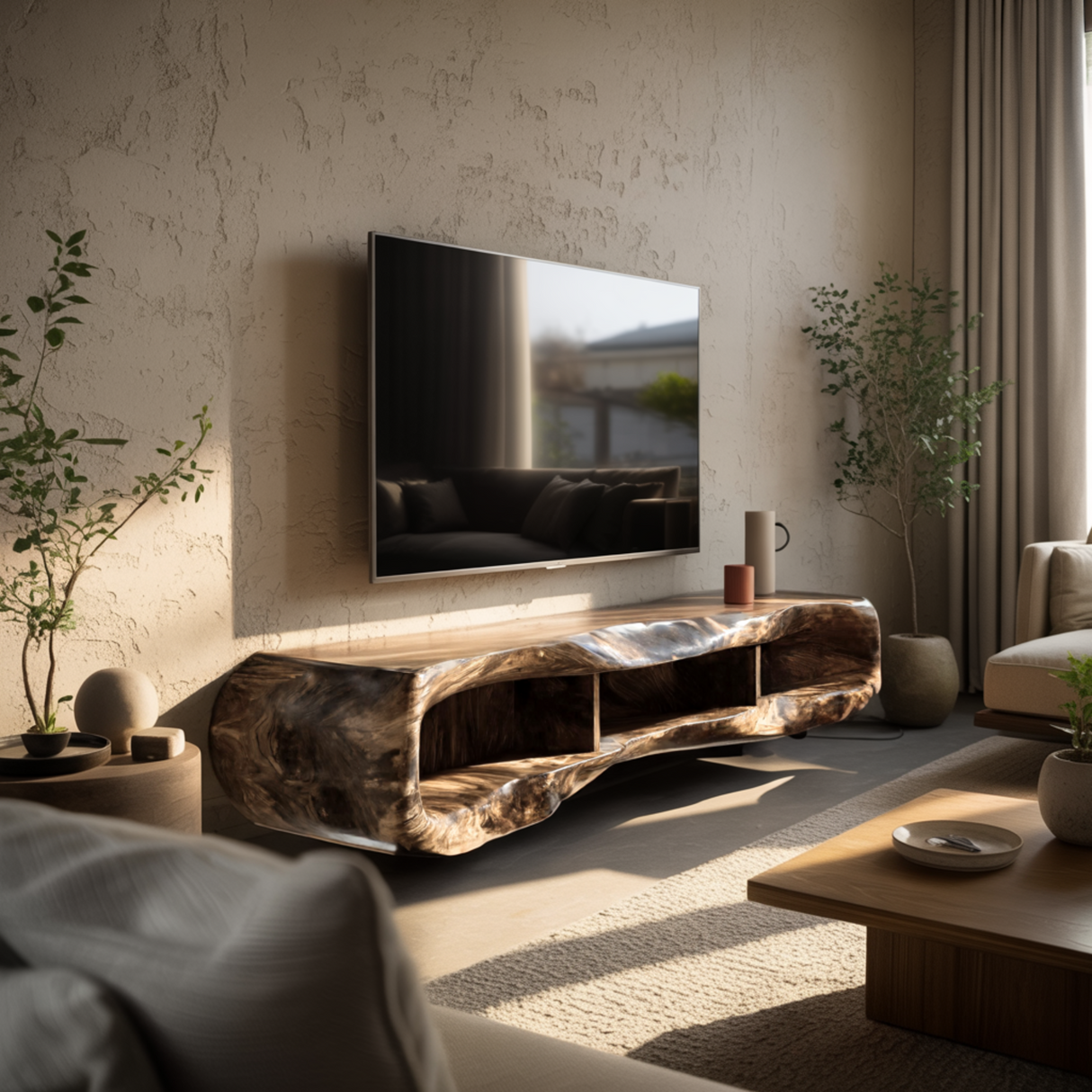Arborcrest Sculpted Solid Wood TV Console - Timberustic TV Console