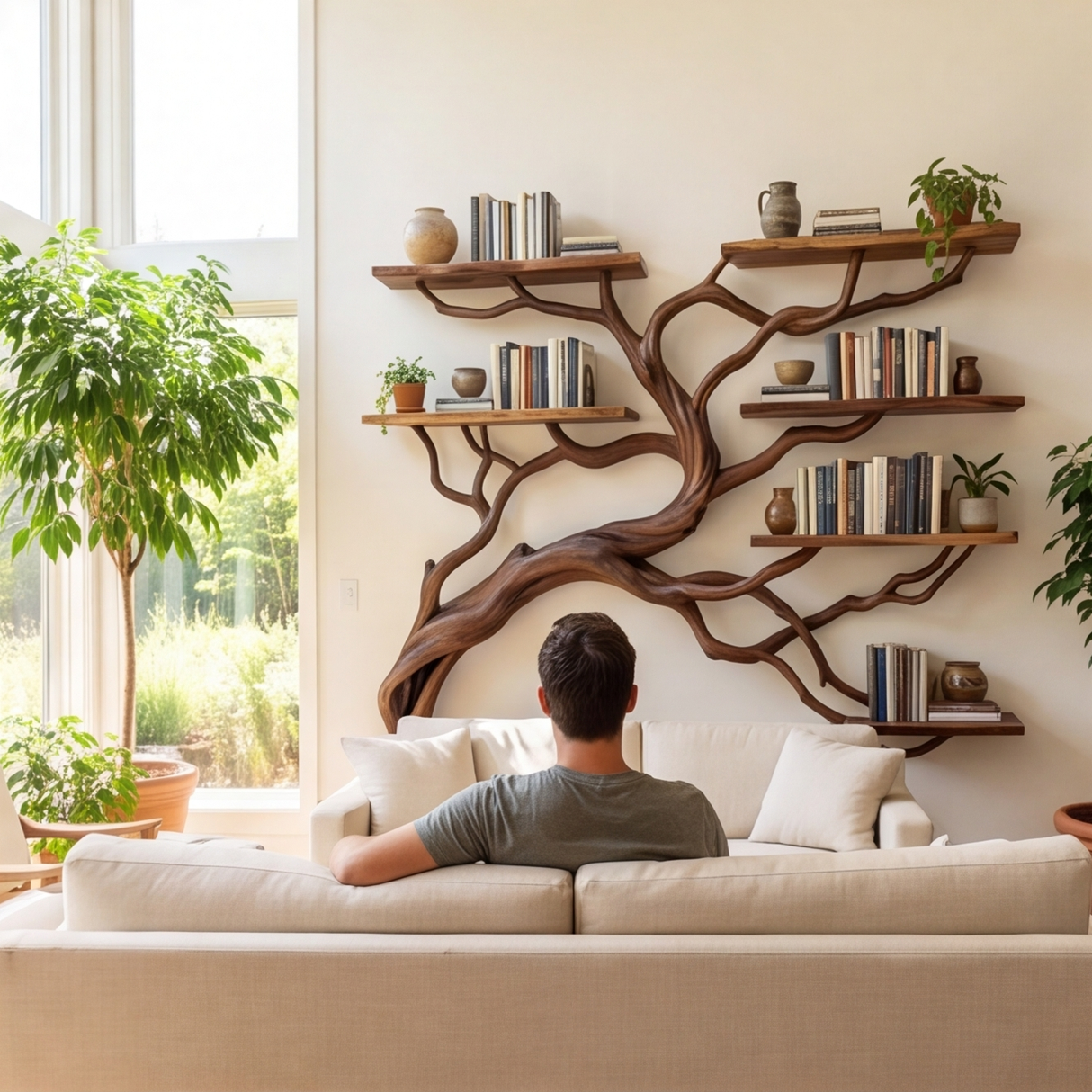 Arbordrift Handcrafted Solid Wood Tree Bookshelf