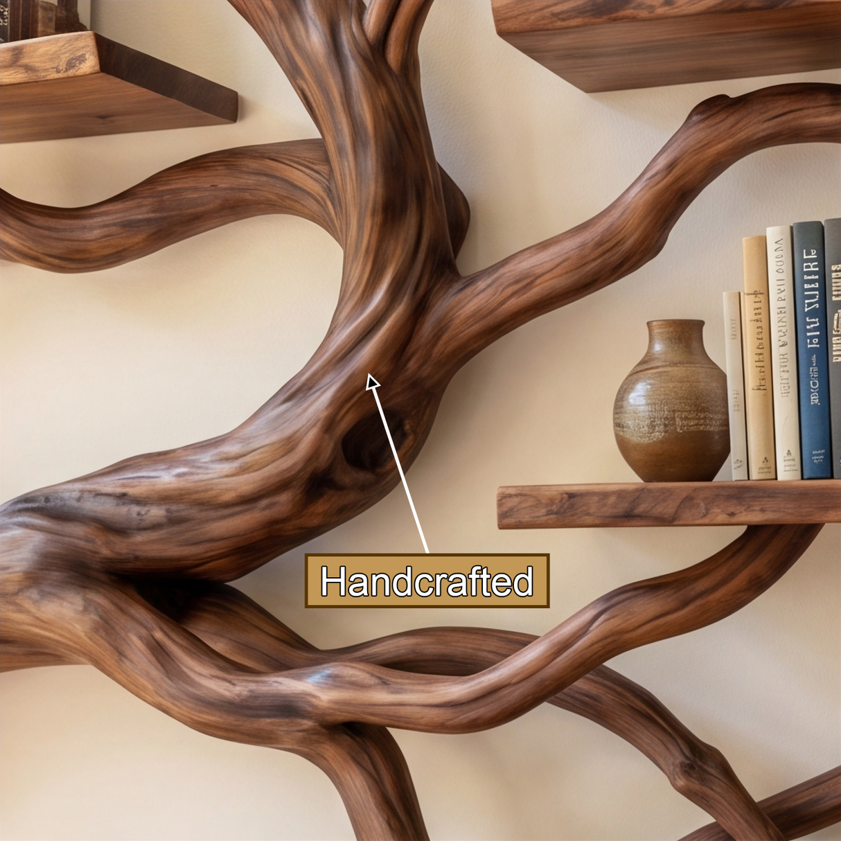Arbordrift Handcrafted Solid Wood Tree Bookshelf