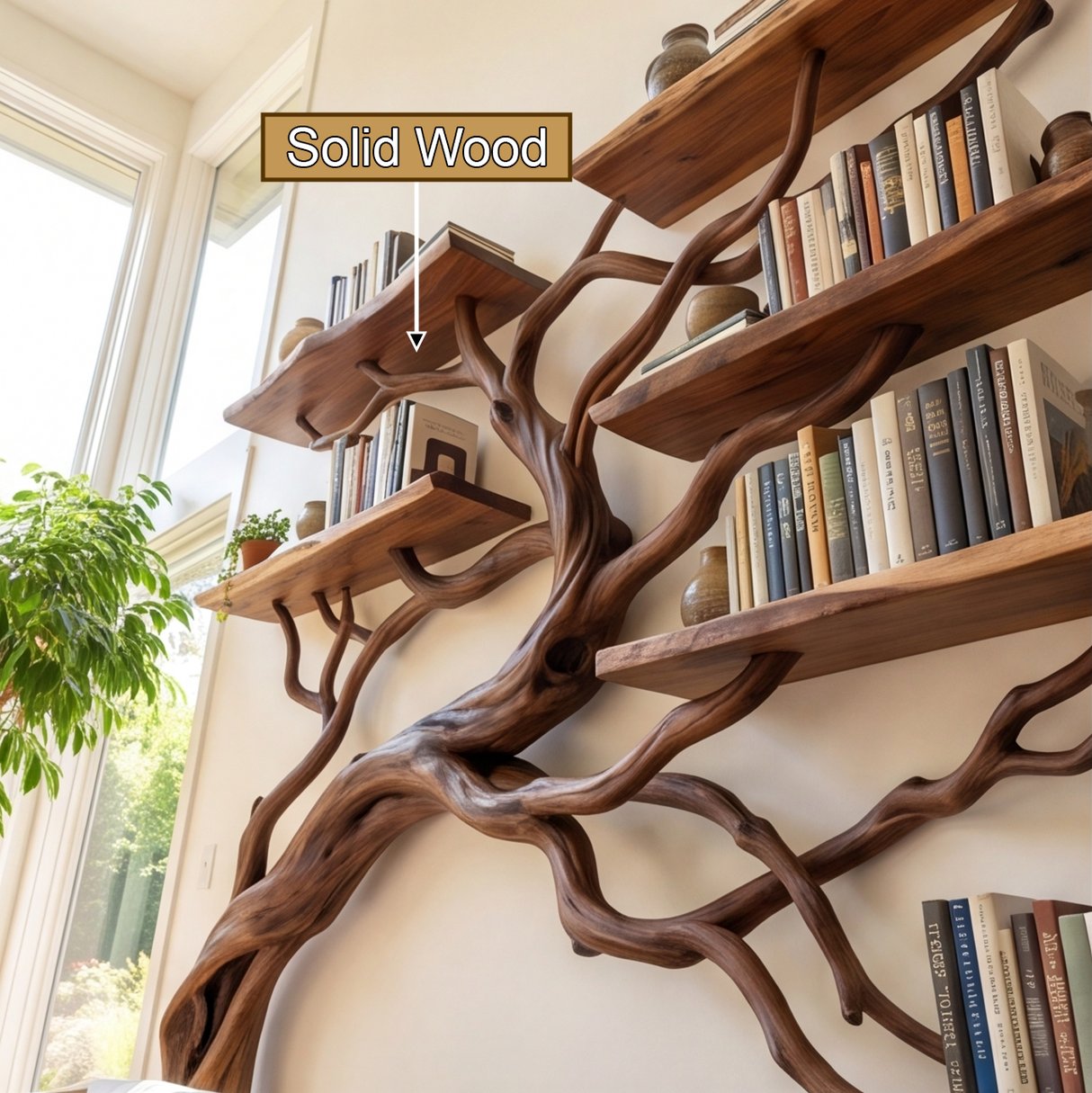 Arbordrift Handcrafted Solid Wood Tree Bookshelf