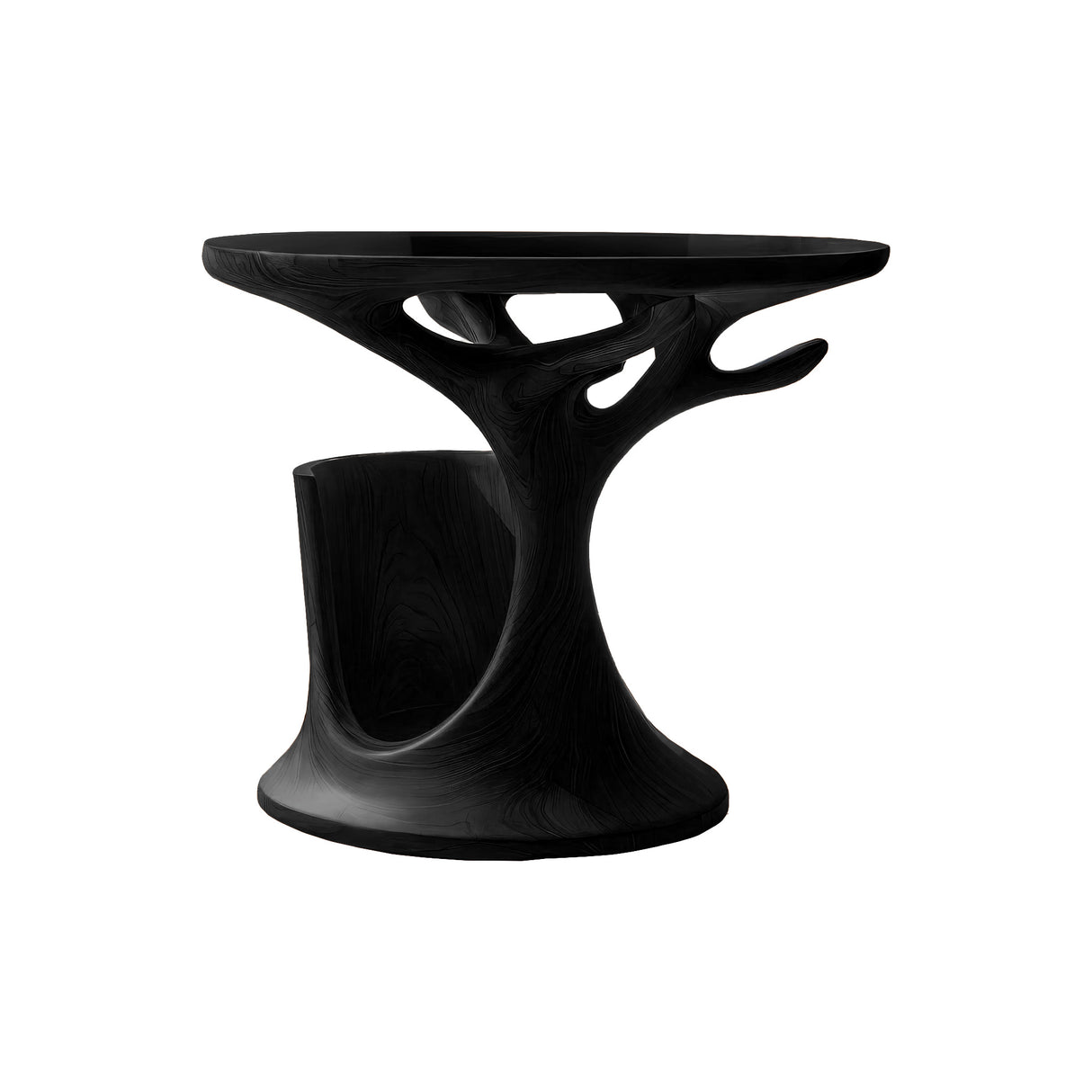 Arborea Treeform Sculpted Solid Wood Record Player Stand Black - Timberustic Record Player Stand With Storage