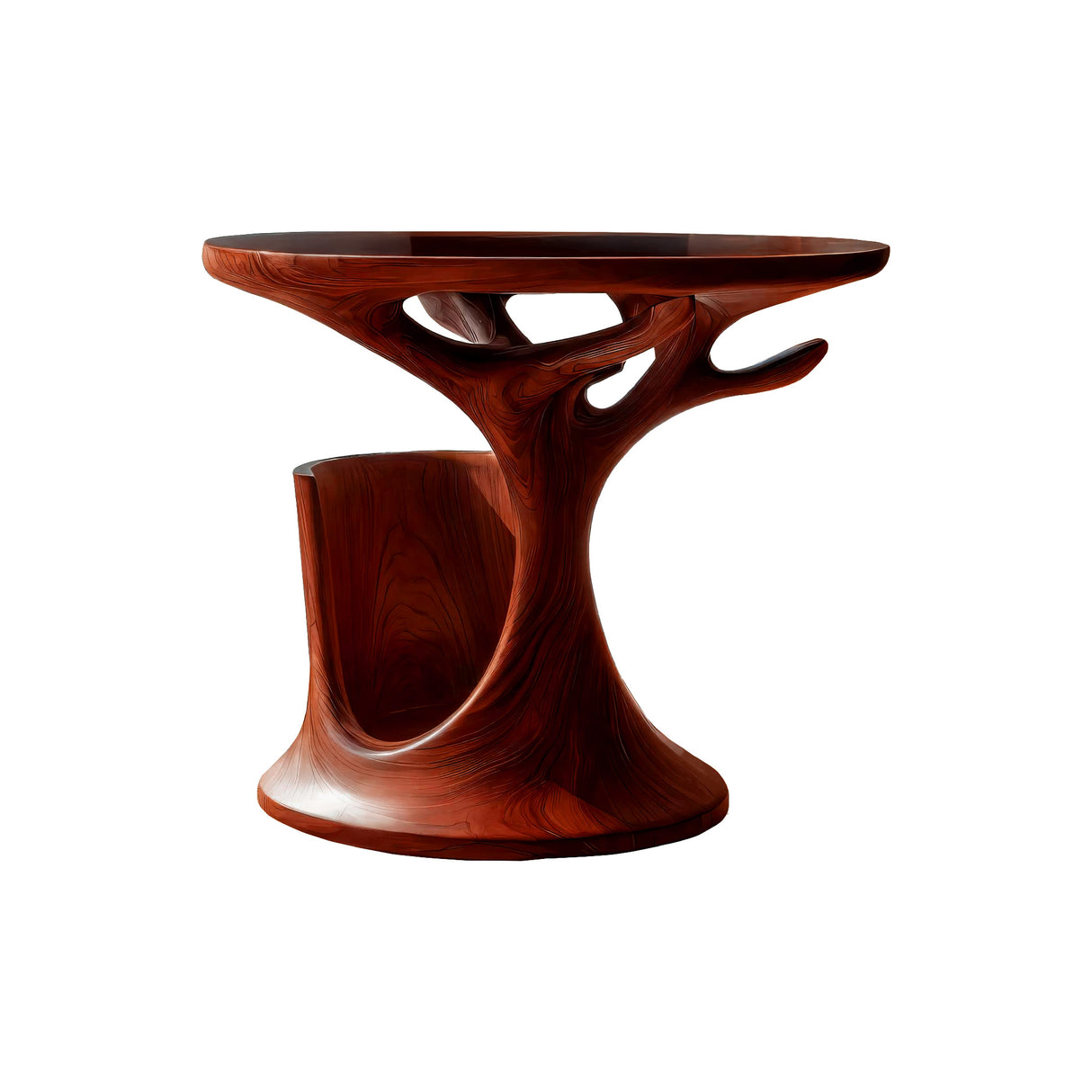 Arborea Treeform Sculpted Solid Wood Record Player Stand Mahogany - Timberustic Record Player Stand With Storage