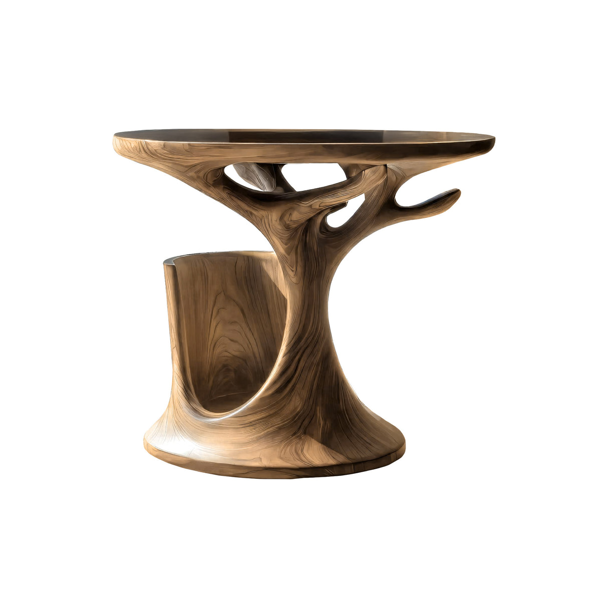 Arborea Treeform Sculpted Solid Wood Record Player Stand Natural Oak - Timberustic Record Player Stand With Storage