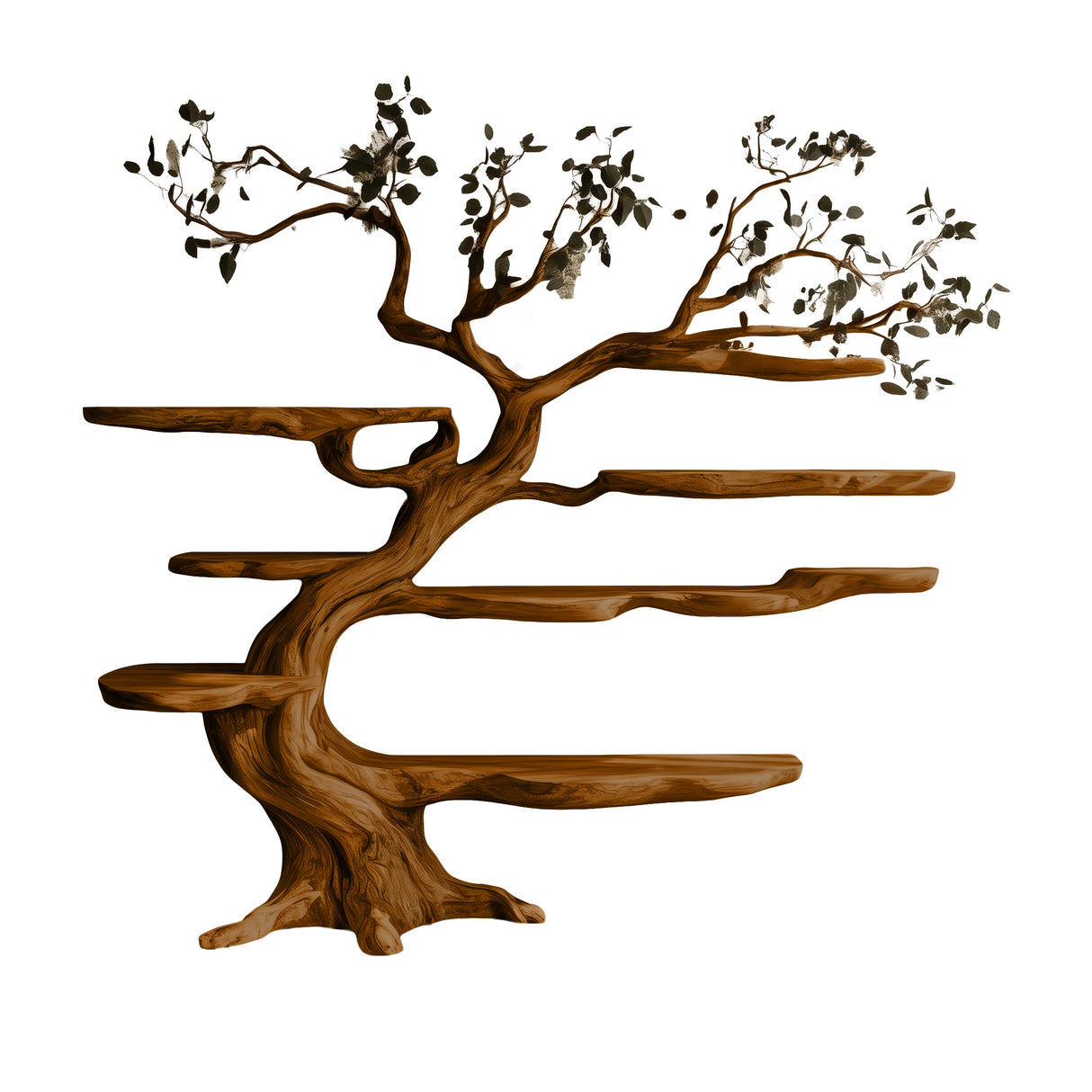 Arborealis Sculpted Solid Wood Tree Bookshelf Brown - Timberustic Tree Bookshelf
