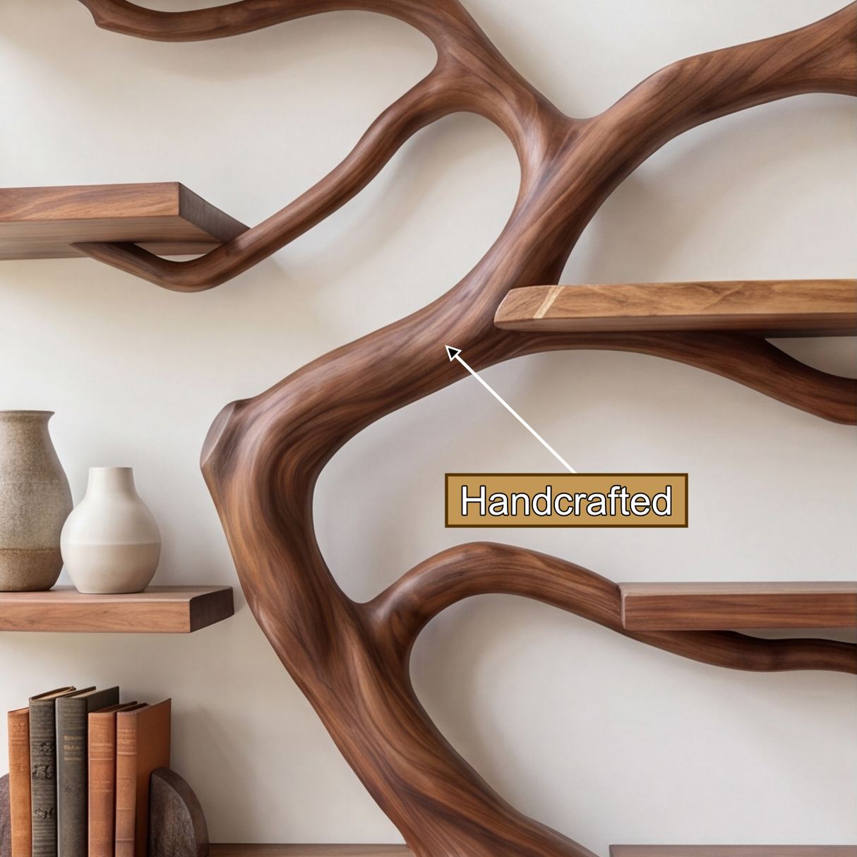 Arboren Handcrafted Solid Wood Floating Tree Bookshelf