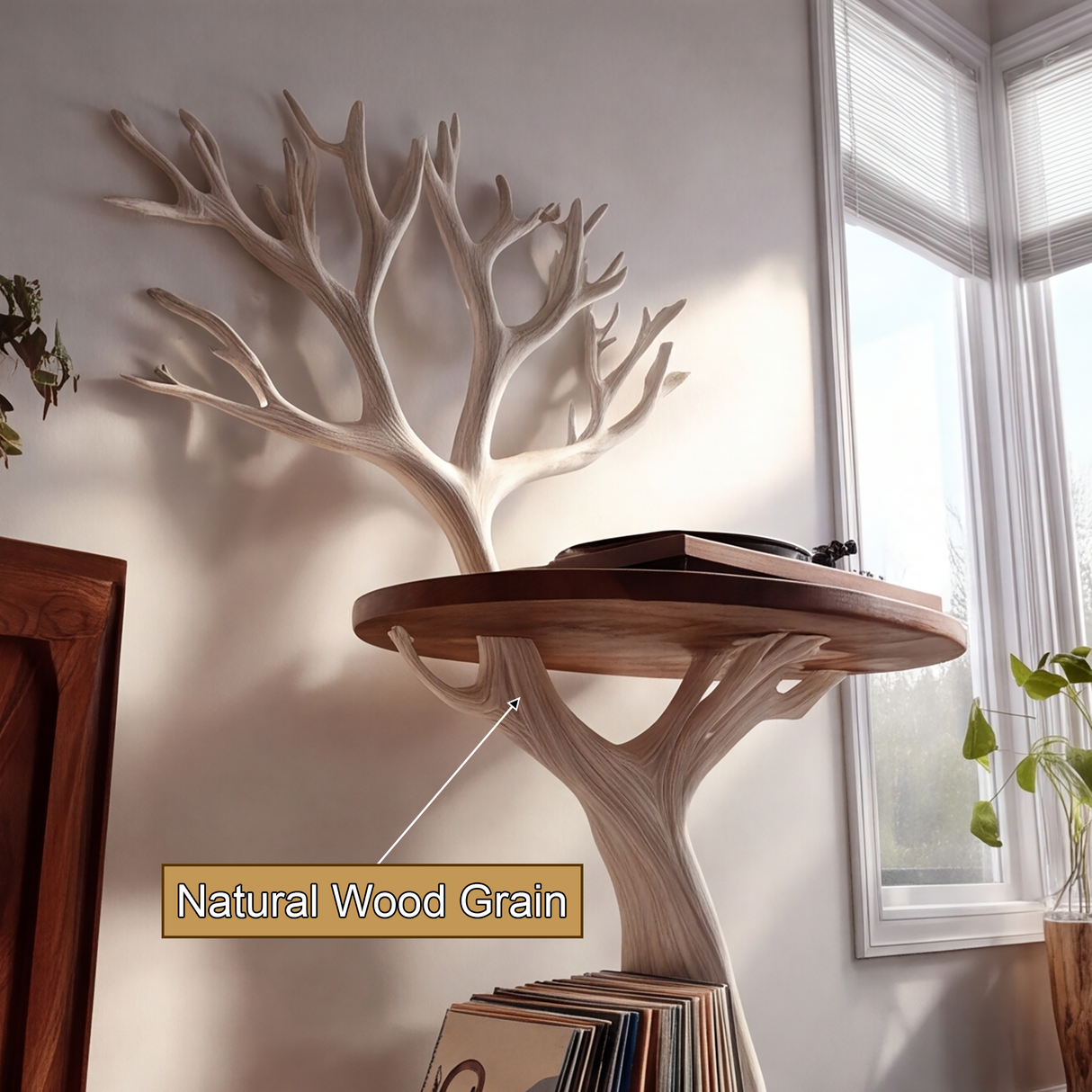 Arboren Handcrafted Solid Wood Tree Record Player Stand SPA902779
