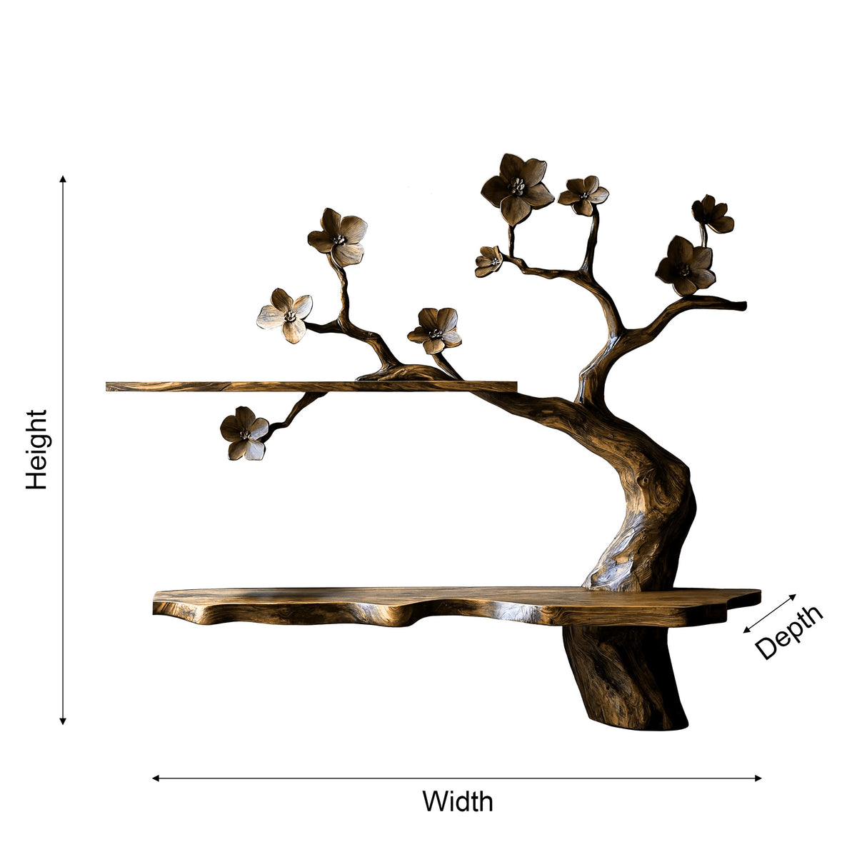 Arborielle Sculpted Solid Wood Tree-Inspired Display Shelf - Timberustic Tree-Inspired Display Shelf