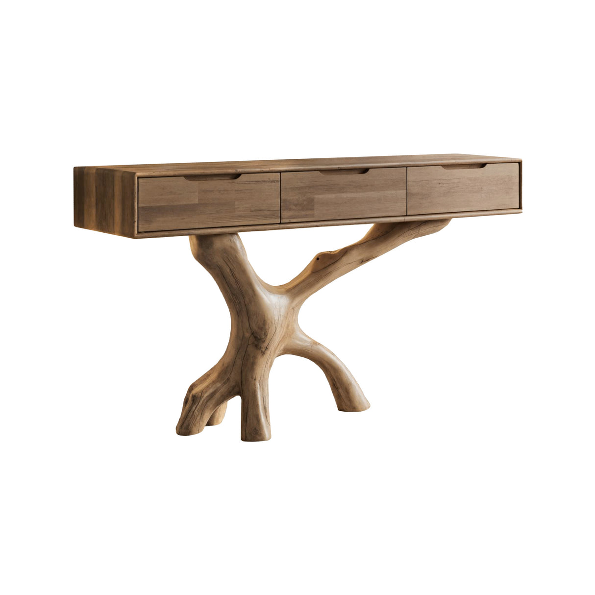 Arboris Branch-Leg Console Table with Modern Drawer Top