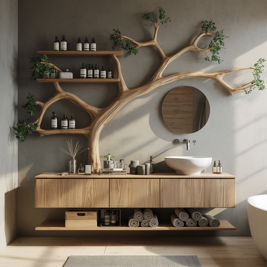 Arboris Coast Floating Bathroom Vanity with Tree Shelves