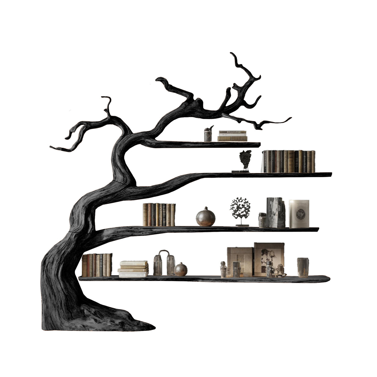 Arboris Drift Natural Wood Tree Bookshelf Black - Timberustic Tree Bookshelf