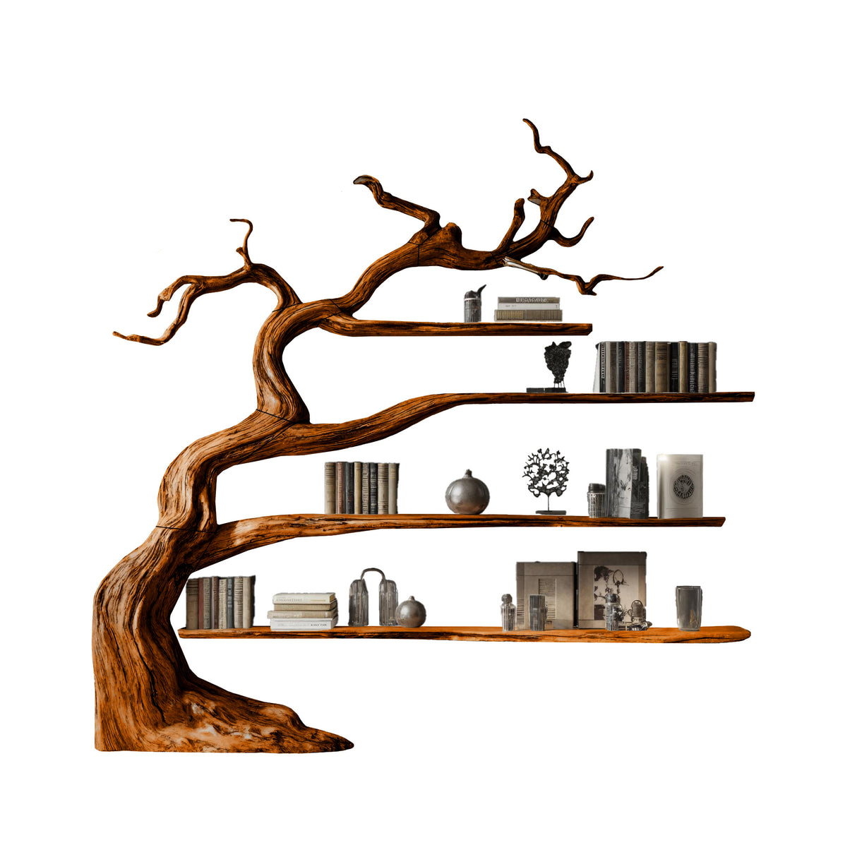Arboris Drift Natural Wood Tree Bookshelf Brown - Timberustic Tree Bookshelf