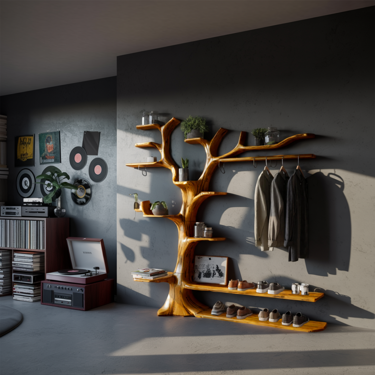 Arboris Halo Tree-Shaped Solid Wood Entryway Organizer - Timberustic Entryway Organizer