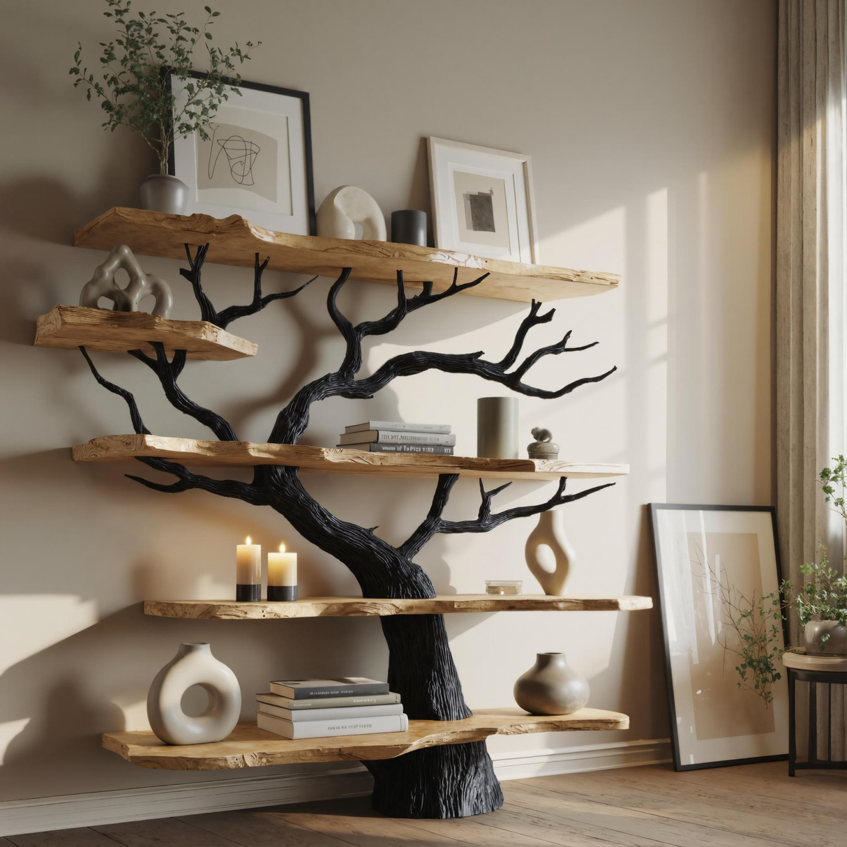 Arboris Noir Solid Wood Tree Bookshelf - Timberustic Tree Bookshelf