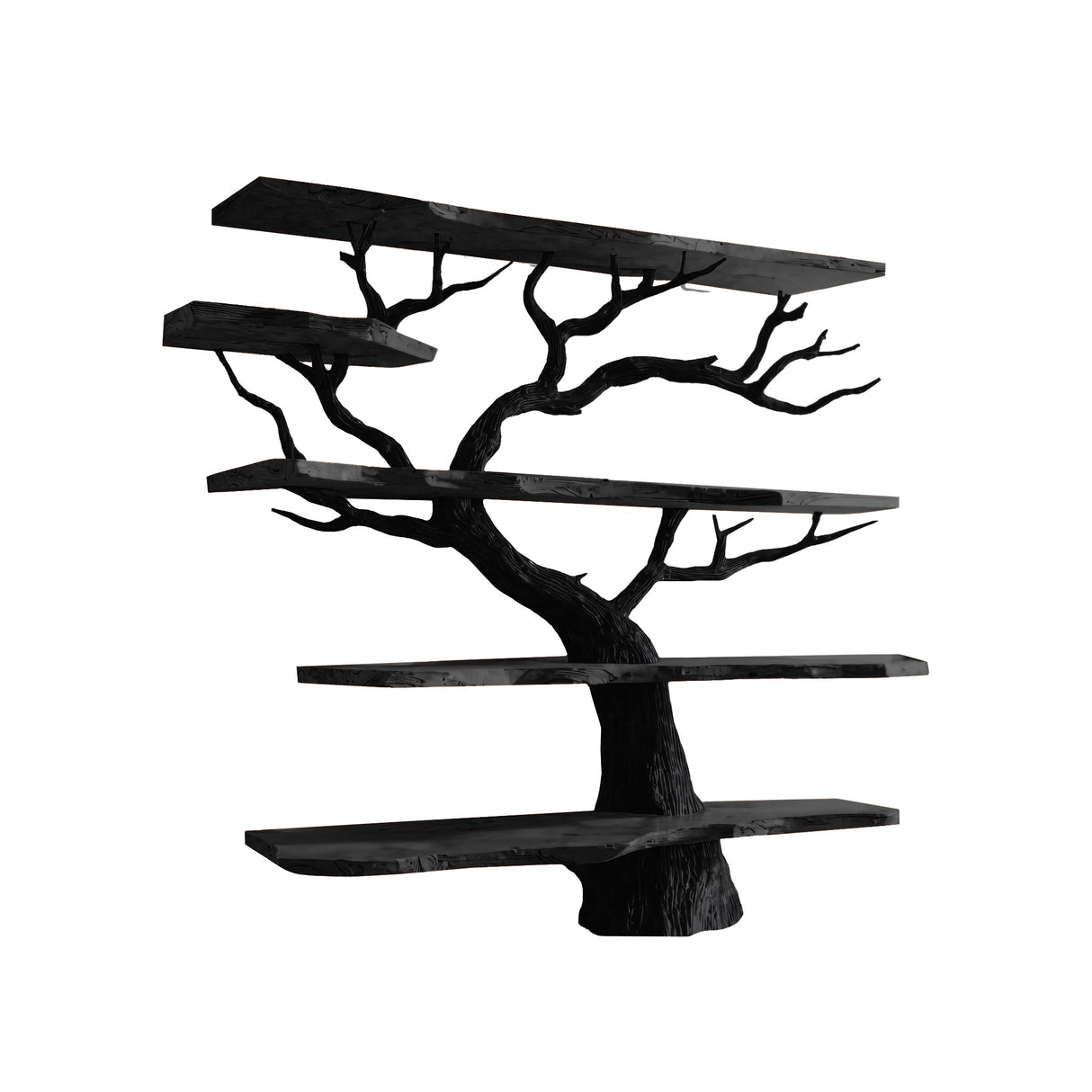 Arboris Noir Solid Wood Tree Bookshelf Black - Timberustic Tree Bookshelf