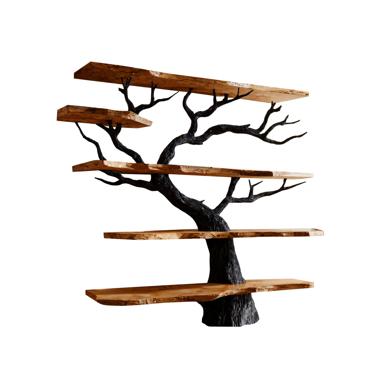 Arboris Noir Solid Wood Tree Bookshelf Brown - Timberustic Tree Bookshelf