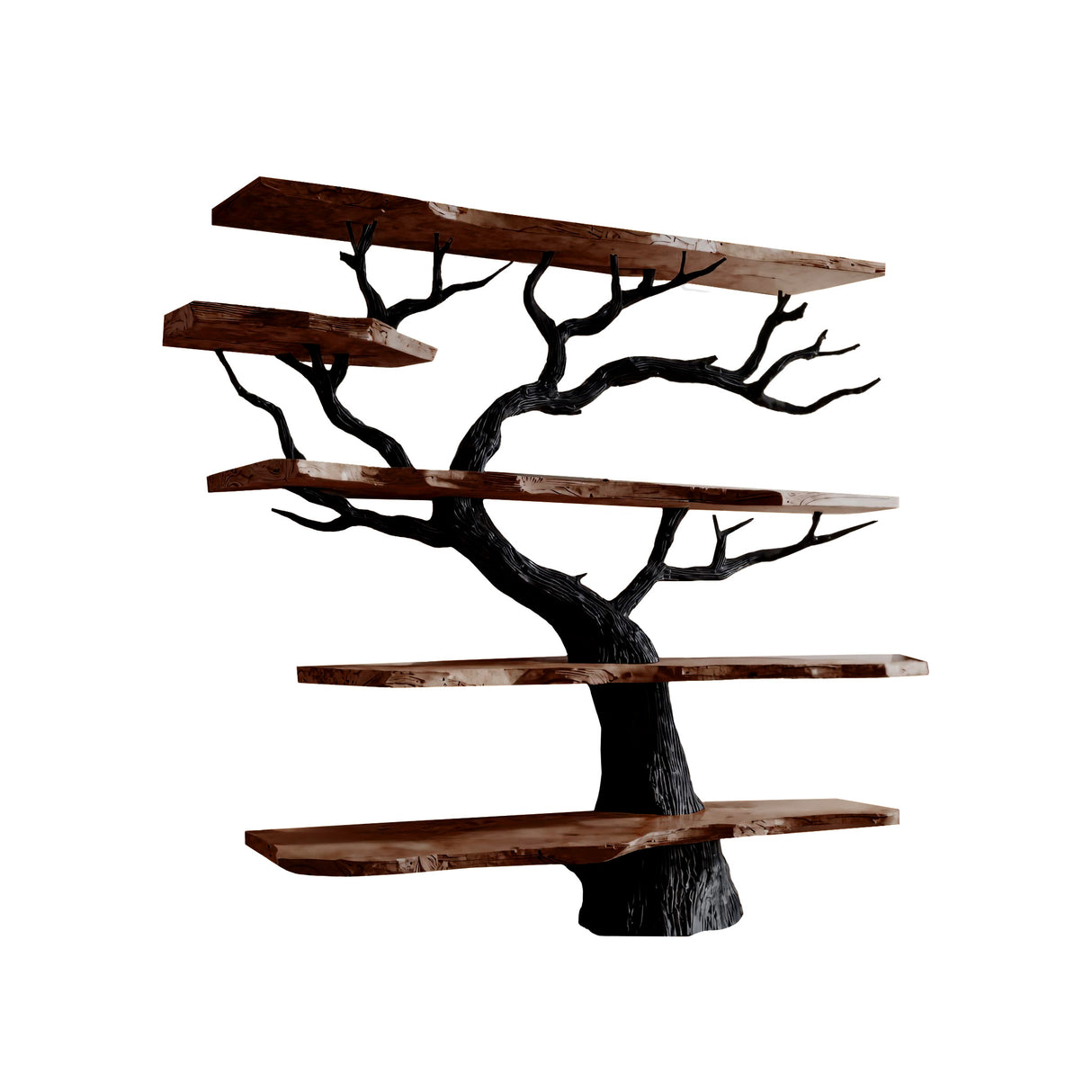 Arboris Noir Solid Wood Tree Bookshelf Dark Walnut - Timberustic Tree Bookshelf