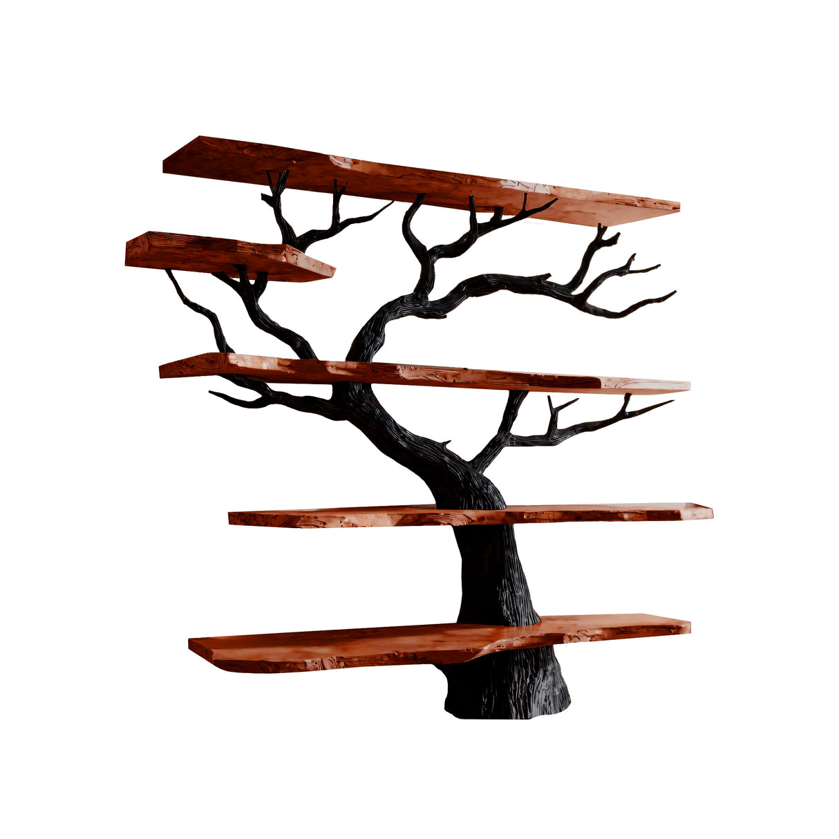 Arboris Noir Solid Wood Tree Bookshelf Mahogany - Timberustic Tree Bookshelf