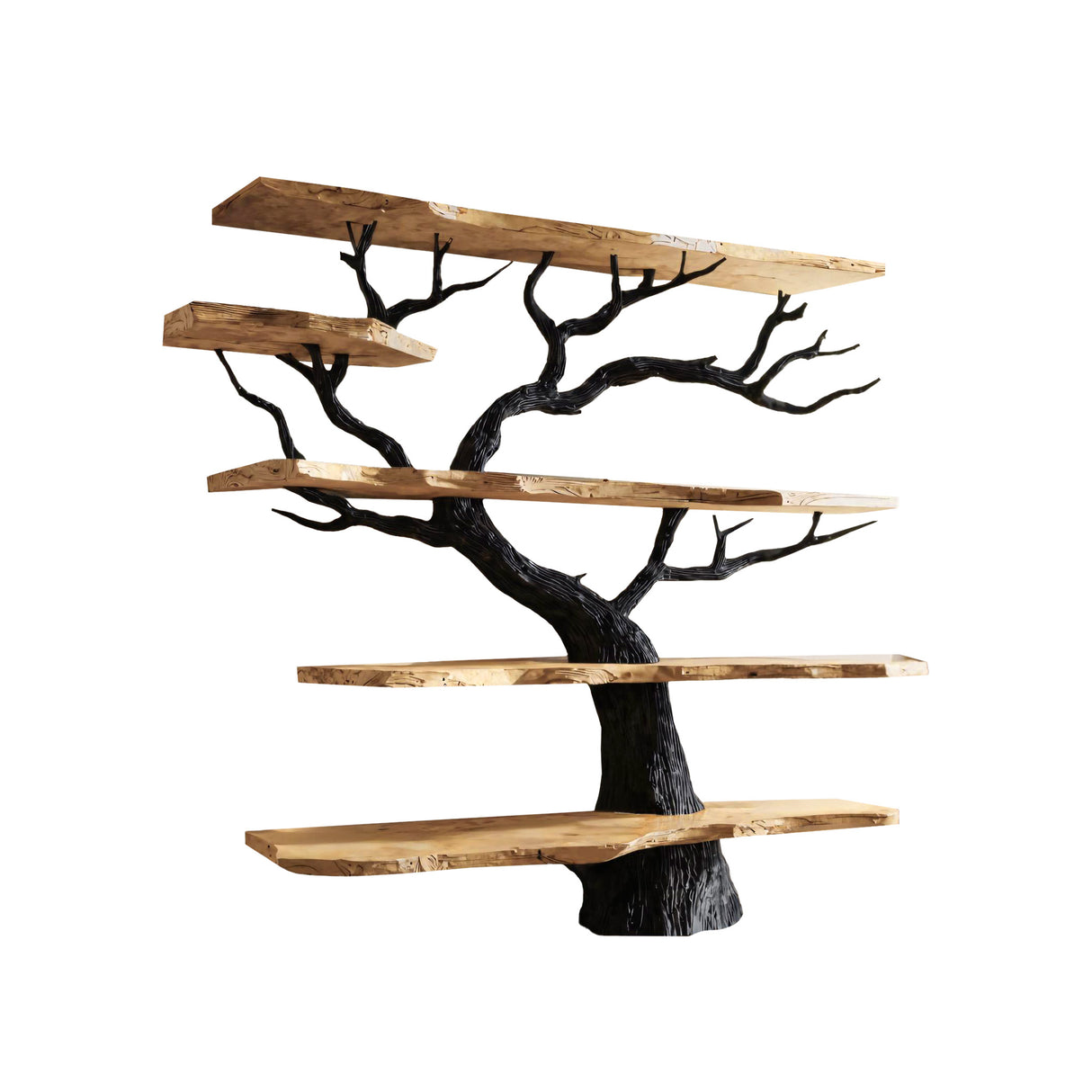 Arboris Noir Solid Wood Tree Bookshelf Natural Oak - Timberustic Tree Bookshelf