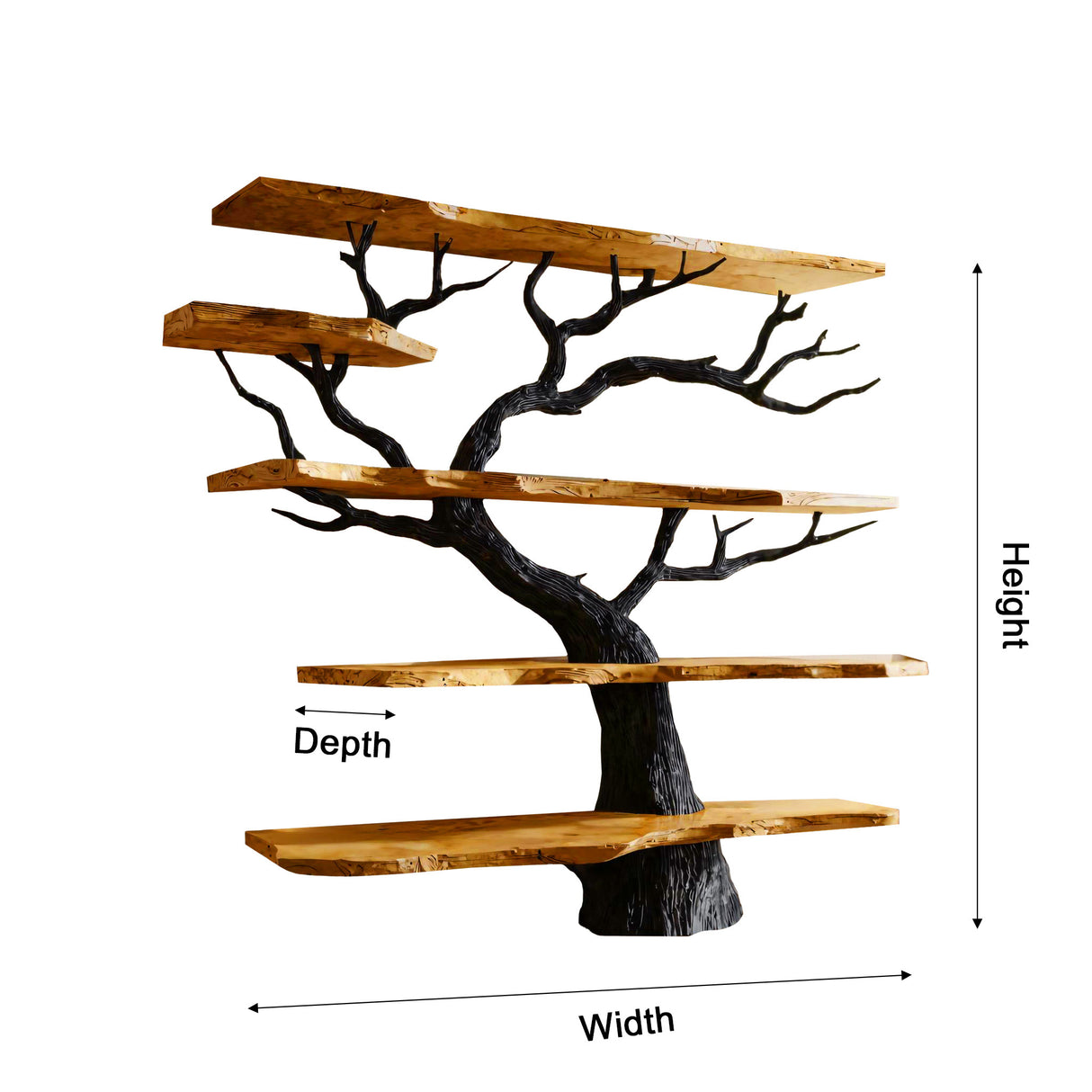 Arboris Noir Solid Wood Tree Bookshelf - Timberustic Tree Bookshelf
