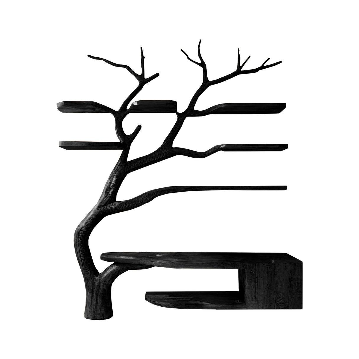 Arboris Organic Modern Solid Wood Bathroom Vanity with Tree Branch Shelfs